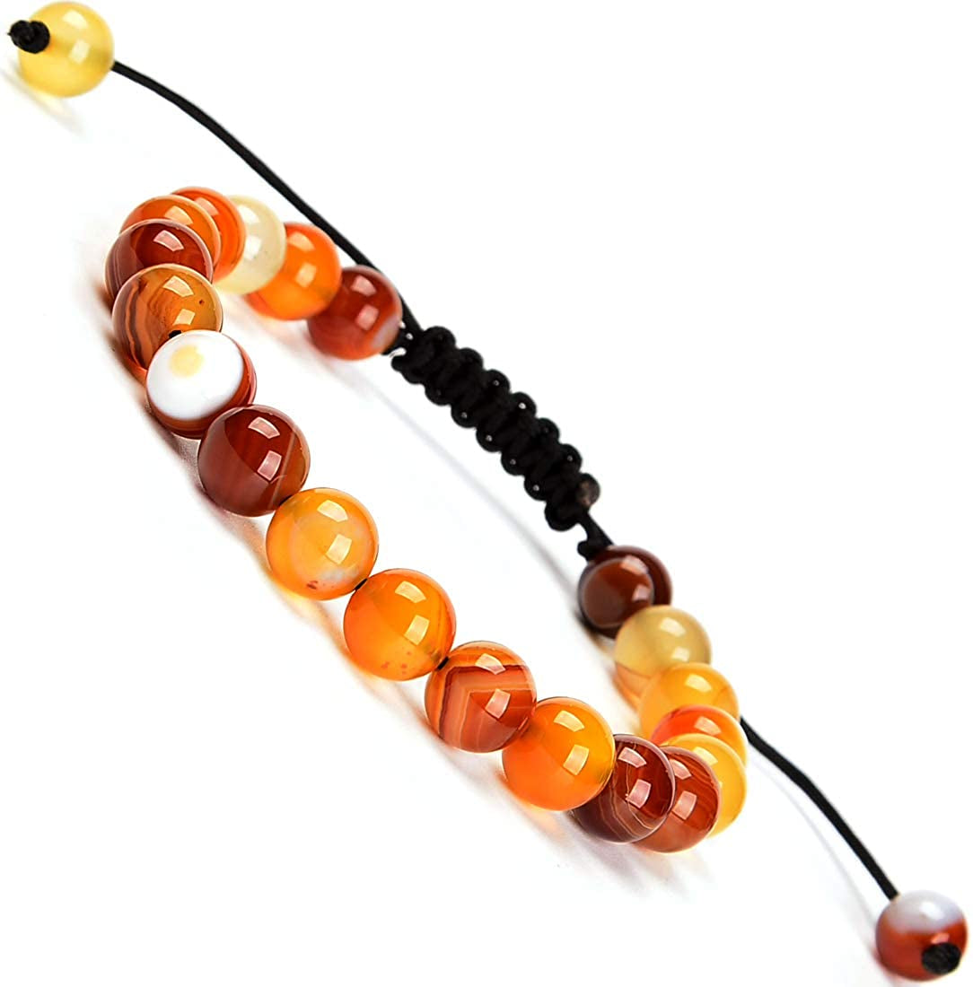 Massive Beads Natural Healing Power Gemstone Crystal Beads Unisex Adjustable Macrame Bracelets 8Mm Apparel & Accessories > Jewelry > Bracelets MASSIVE BEADS Amber Agate