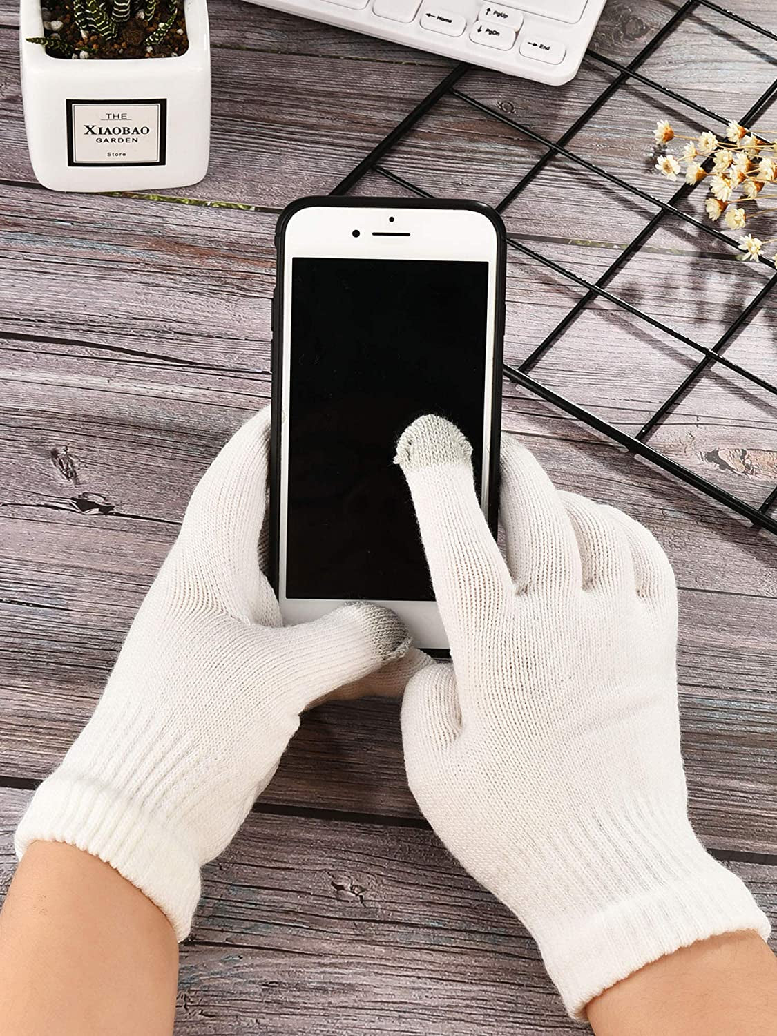 Pangda 12 Pairs Touchscreen Gloves Stretch Knitted Texting Gloves Warm Windproof Solid Color Mittens for Men and Women Apparel & Accessories > Clothing Accessories > Gloves & Mittens Pangda