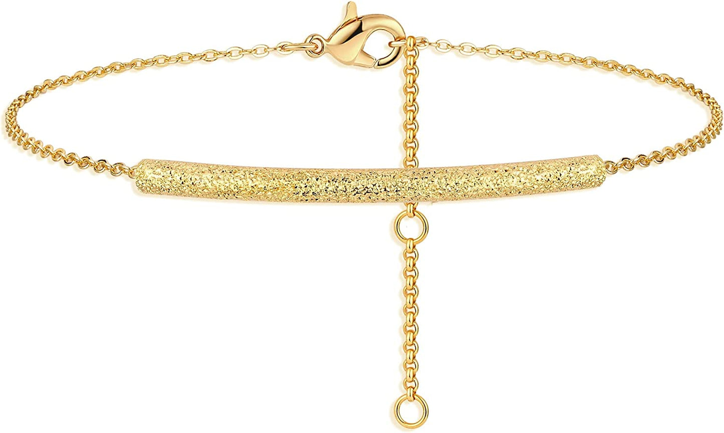 VACRONA Gold Anklets for Women 14K Gold Plated Boho Beach Beaded Chain Anklet Dainty Turquoises Evil Eye Ankle Bracelet Adjustable Chain Anklet Foot Jewelry Apparel & Accessories > Jewelry > Anklets VACRONA Long tube