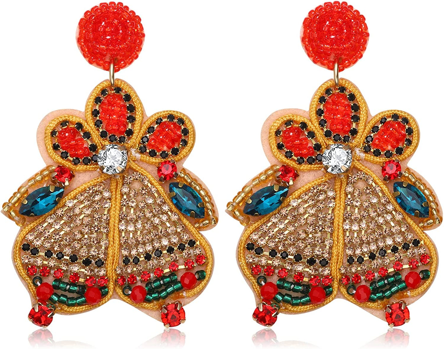 Christmas Earrings for Women Christmas Bead Dangle Earrings Bohemia Handmade Colorful Seed Beaded Drop Earrings Christmas Gifts for Women Girls Apparel & Accessories > Jewelry > Earrings JERTOCLE Christmas Bell Earrings