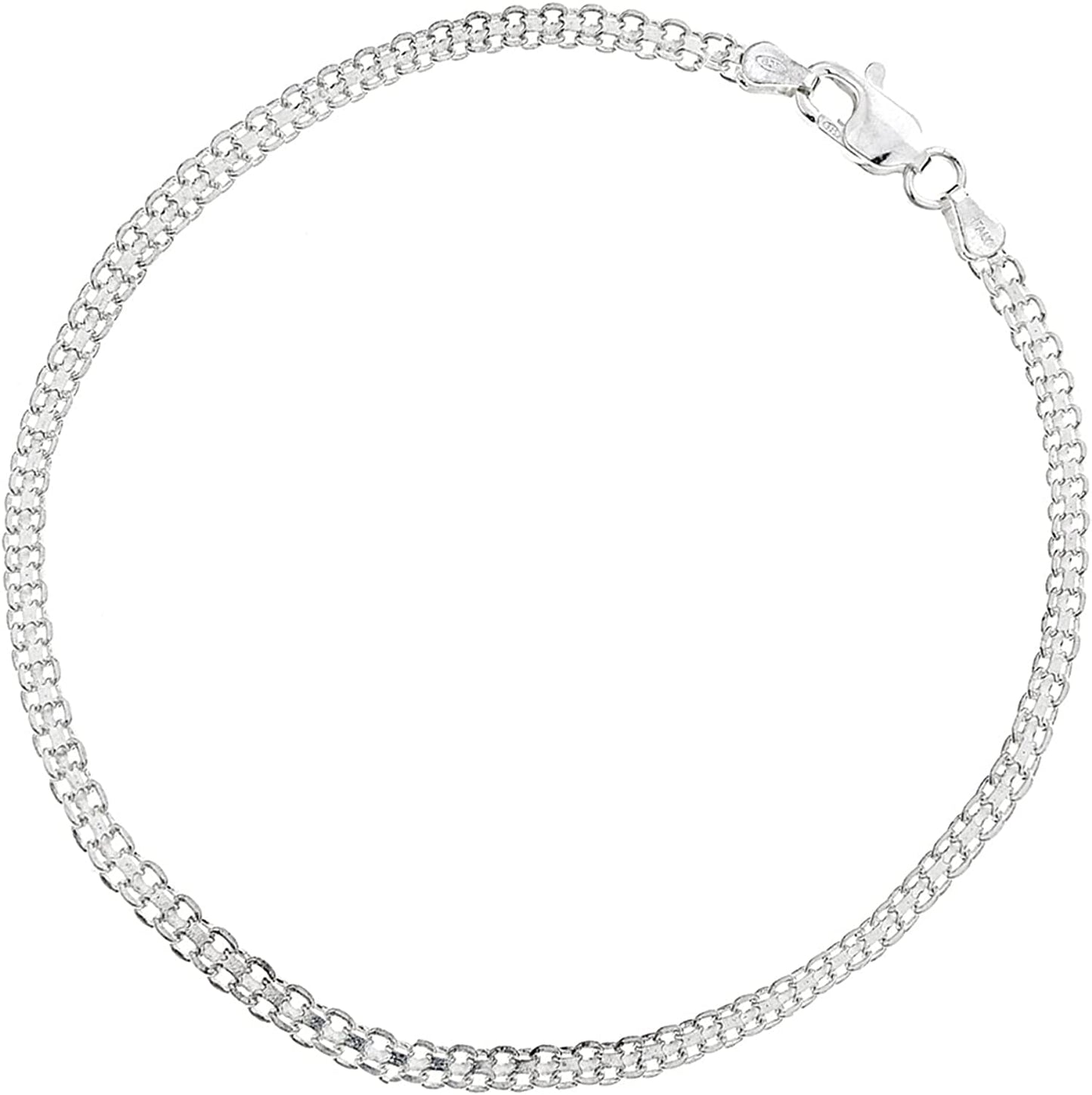 Ritastephens Sterling Silver Italian 3Mm Bismark Link Chain Anklet, Bracelet, or Necklace Apparel & Accessories > Jewelry > Anklets Ritastephens Anklet (9")