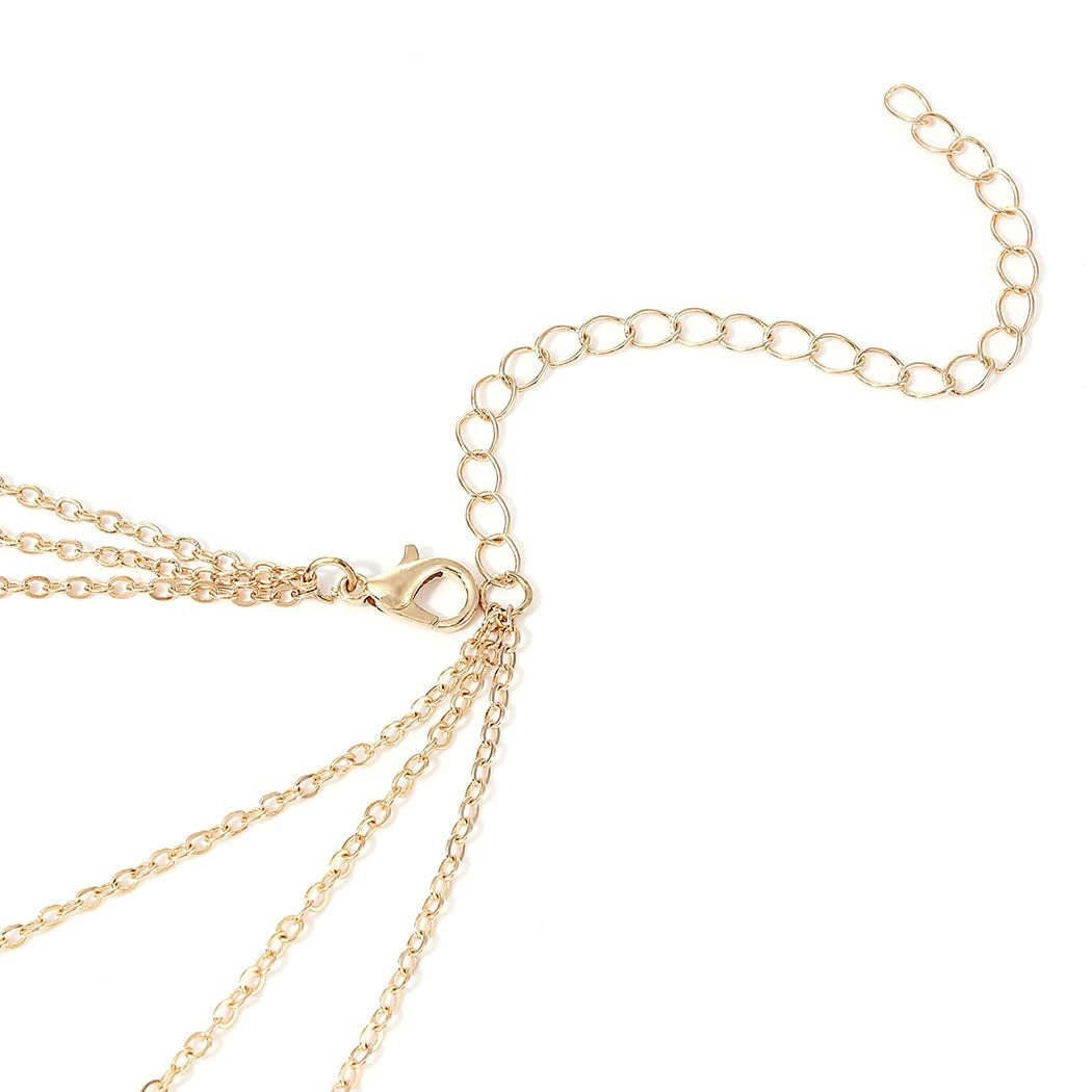 Cosydays Boho Pearl Body Chain Gold Layered Chest Chains Necklace Belly Chain Beach Bikini Chains Waist Nightclub Body Chain Jewelry for Women and Girls Apparel & Accessories > Jewelry > Body Jewelry COSYDAYS