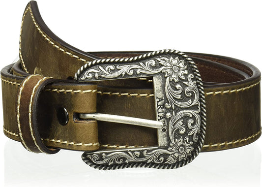 ARIAT Women'S Basic Stitch Edged Belt Apparel & Accessories > Clothing Accessories > Belts ARIAT Brown Extra Large