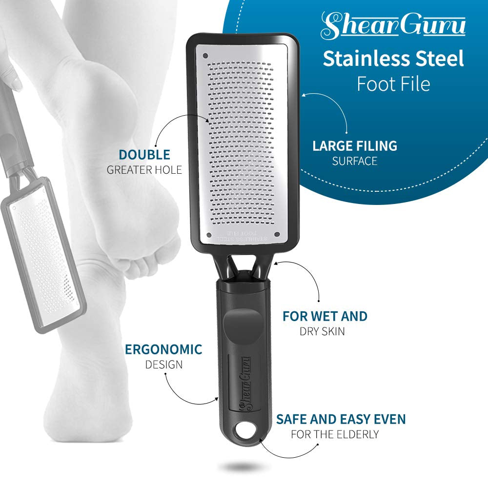 Shearguru Premium Curved Pedicure Foot Rasp & Scrubber - Micro-Cuts Dead Skin and Calluses into Powder - Best Foot Care Pedicure Grater/Metal Surface Tool to Remove Hard Heel Skin- Callous Removers Health & Beauty > Personal Care > Foot Care ShearGuru