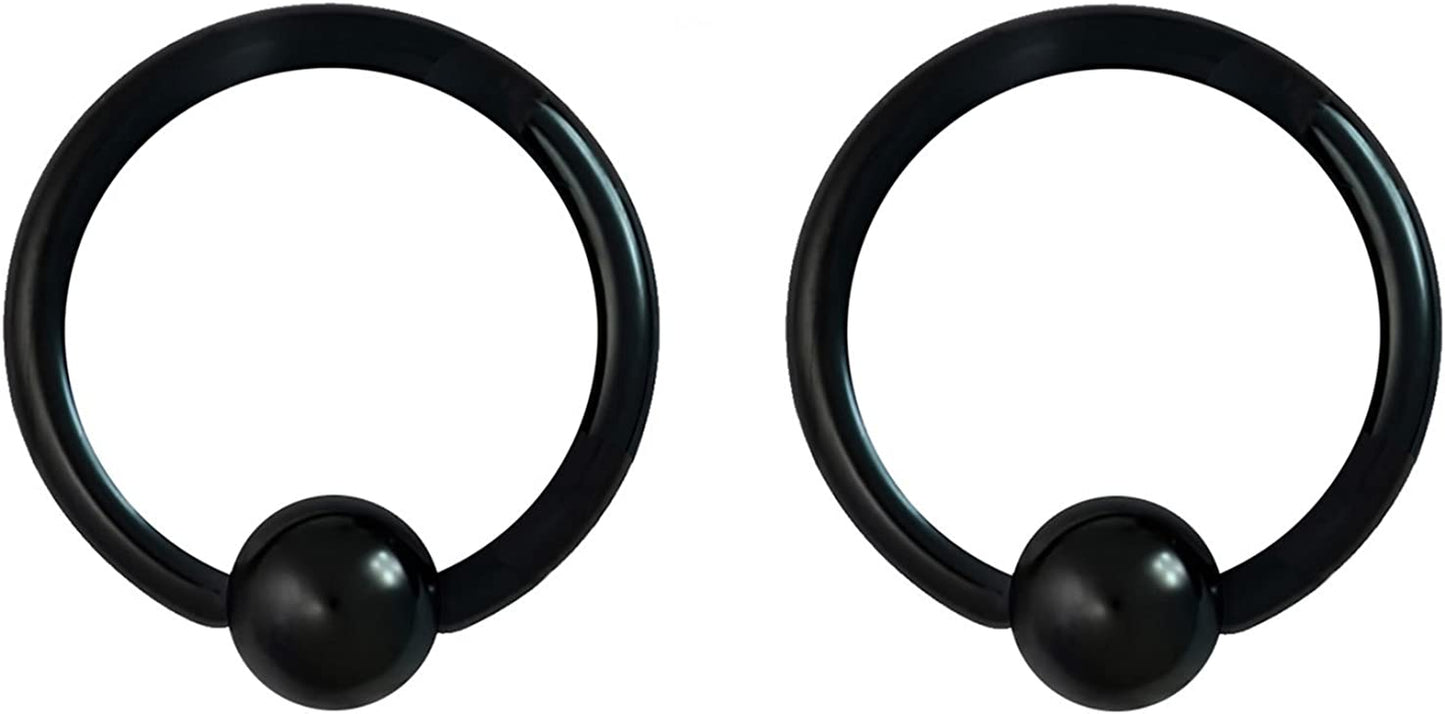 Forbidden Body Jewelry 316L Surgical Steel Captive Bead Piercing Hoop (Pair) 10G 12G 14G 16G 18G 20G, Diameter 6 to 12Mm Black and Rainbow Apparel & Accessories > Jewelry > Rings Forbidden Body Jewelry Black: 16g, 11mm