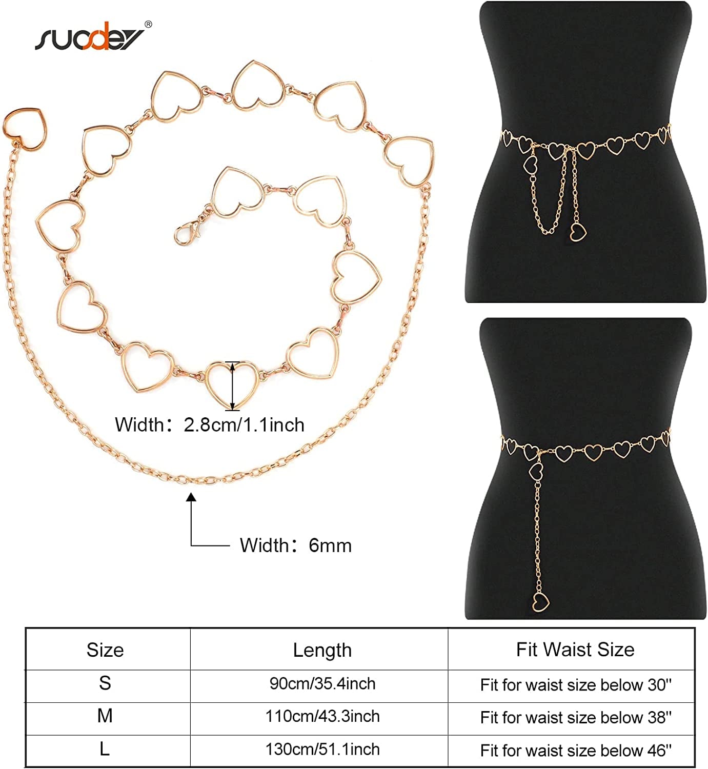 Metal Body Chain Women Belly Waist Chain SUOSDEY Fashion Body Jewelry Link Belts Apparel & Accessories > Jewelry > Body Jewelry SUOSDEY