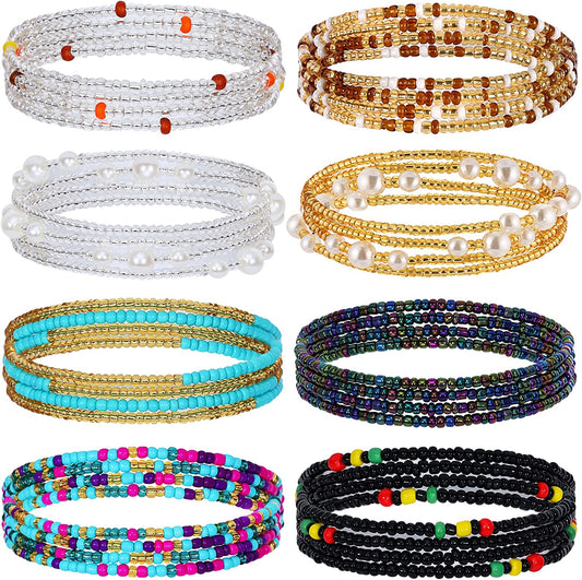 Honsny 23-50Inch Waist Beads for Women, Belly Beads Elastic Chain African Waist Beads plus Size Colorful Summer Beaded Body Chain Waist Jewelry Apparel & Accessories > Jewelry > Body Jewelry Honsny Color D 23.5 Inches