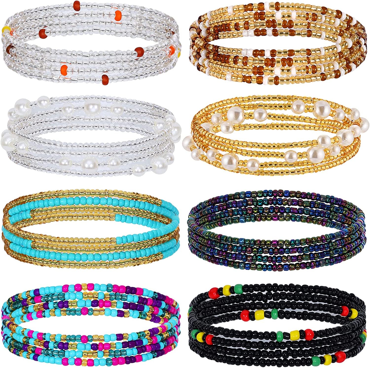 Honsny 23-50Inch Waist Beads for Women, Belly Beads Elastic Chain African Waist Beads plus Size Colorful Summer Beaded Body Chain Waist Jewelry Apparel & Accessories > Jewelry > Body Jewelry Honsny Color D 23.5 Inches