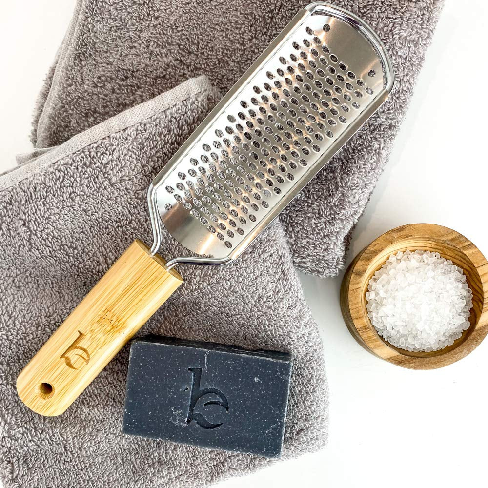 Foot File - Callus Remover Tool for Dead Skin Removal, at Home Pedicure Tools, Foot Rasp Callus Remover Feet and Heels, Smooth Soft Feet Using a Grater & Scraper (Bamboo & Stainless Steel) (1 Pack) Health & Beauty > Personal Care > Foot Care Beauty by Earth