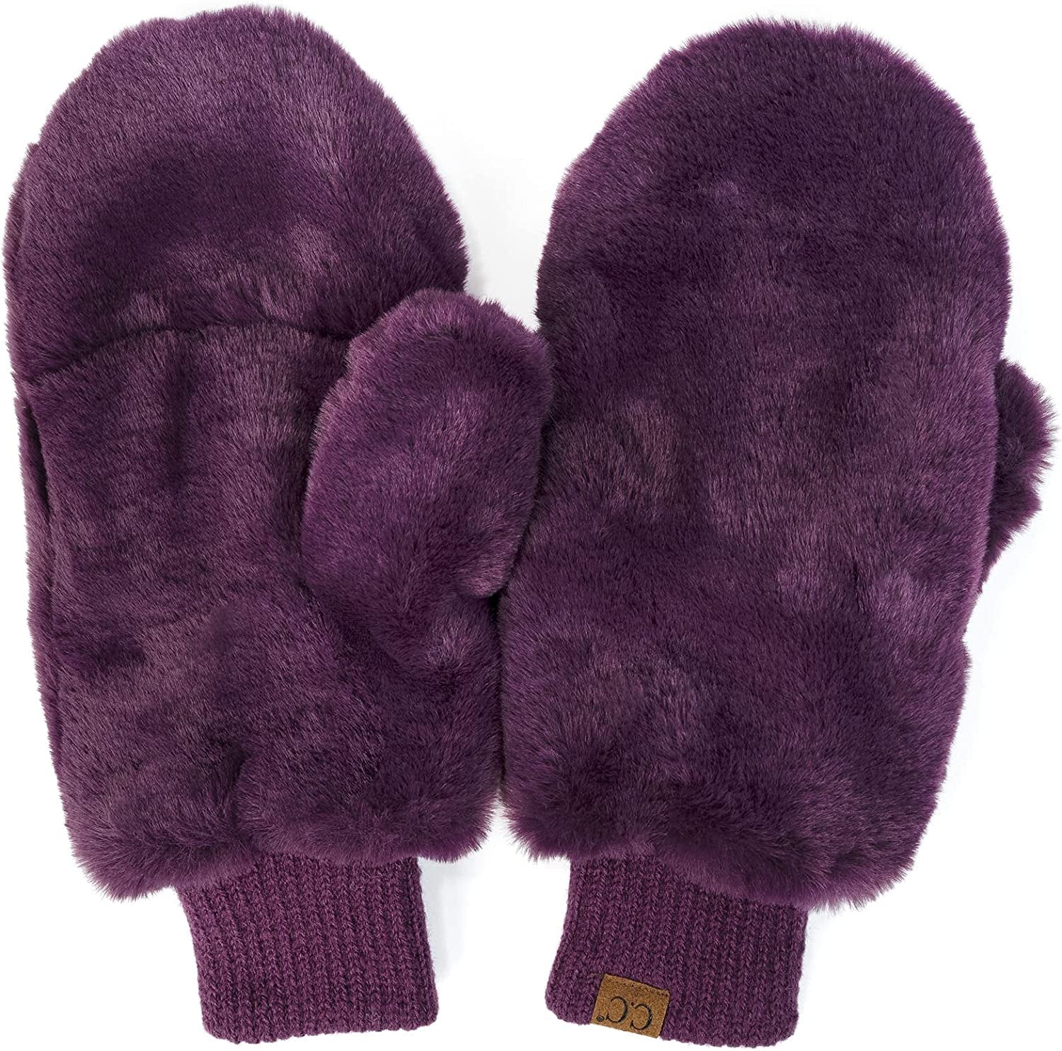 CC Soft Faux Fur Fuzzy Lined Flip up down Top Fingerless Mitten Gloves Apparel & Accessories > Clothing Accessories > Gloves & Mittens C.C Solid Purple