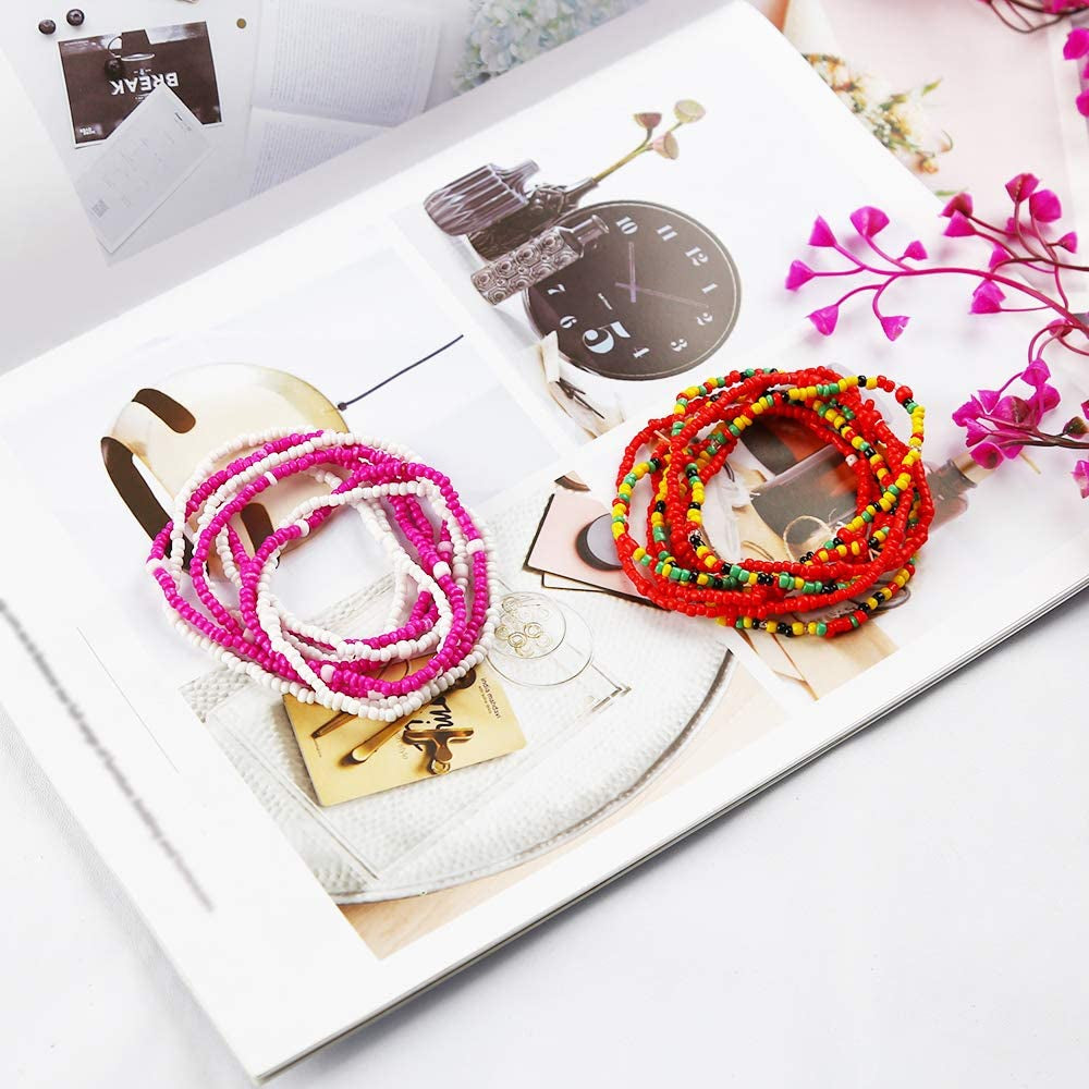 Colorful Waist Bead Chains Set - African Beaded Body Chain, Waist Belly Chain, Sexy Bikini Jewelry for Women and Girls Apparel & Accessories > Jewelry > Body Jewelry feixun