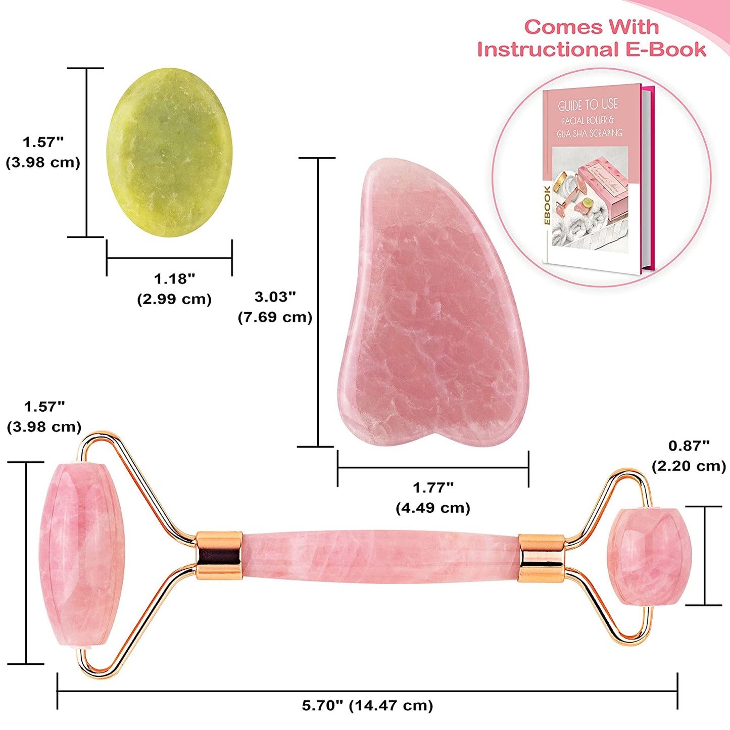 Rose Quartz Face Roller & Gua Sha | Eternal Allure 3-In-1 Jade Roller with Detailed Instructions Guide, Self Care Tools for Puffy Eyes, Face, Neck, Lymphatic Drainage, Fine Lines and Wrinkles - Includes Travel Pouch plus Mini Gua Sha Health & Beauty > Personal Care > Cosmetics > Cosmetic Tools > Skin Care Tools Eternal Allure
