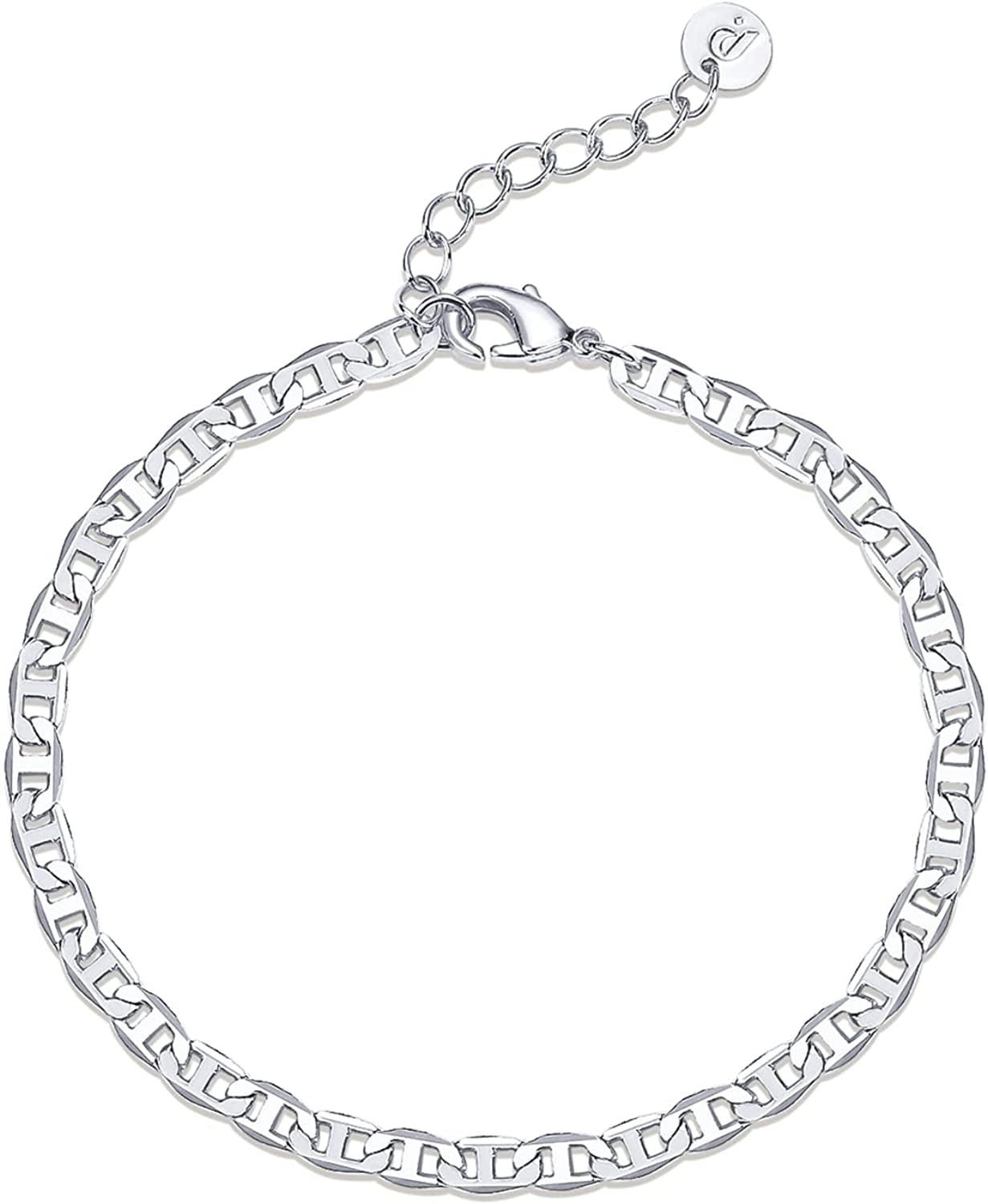 PAVOI 14K Gold Plated Paperclip/Curb/Figaro Chain Adjustable Bracelet for Women Apparel & Accessories > Jewelry > Bracelets PAVOI Cuban white gold plated
