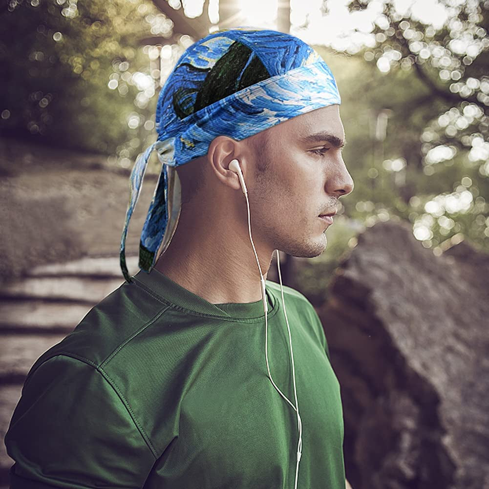 Beanie Skull Cap Quick Dry Adjustable Stretch Head Scarf Wrap Bandana Men Women Apparel & Accessories > Clothing Accessories > Bandanas & Headties HZQDLN