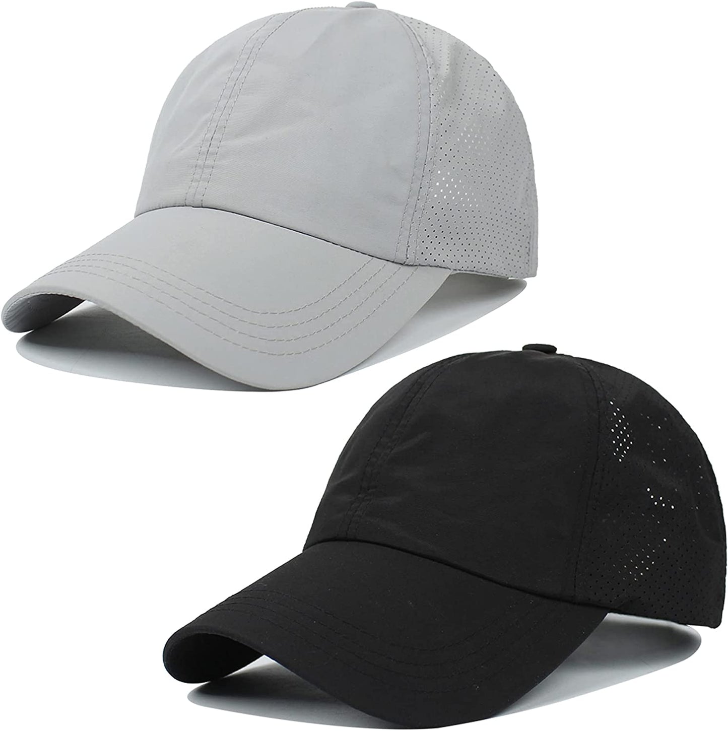 HGGE 2 Pack Womens Criss Cross Ponytail Baseball Caps Adjustable High Messy Bun Ponycap Quick Drying Hat Apparel & Accessories > Clothing Accessories > Hats HGGE