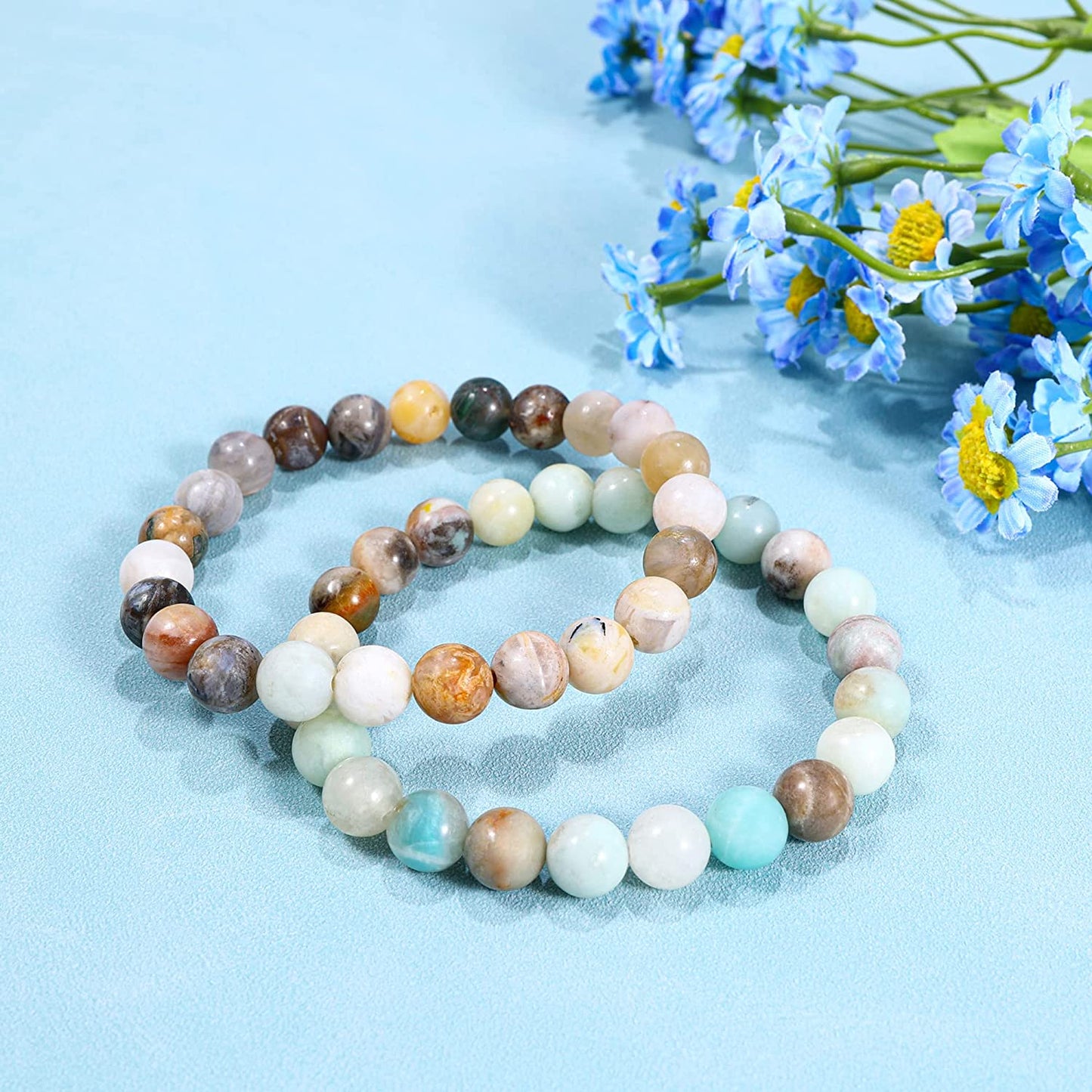 Bivei Natural Gem Semi Precious Reiki Healing Crystals Handmade 8Mm round Beads Stretch Bracelet Apparel & Accessories > Jewelry > Bracelets Bivei