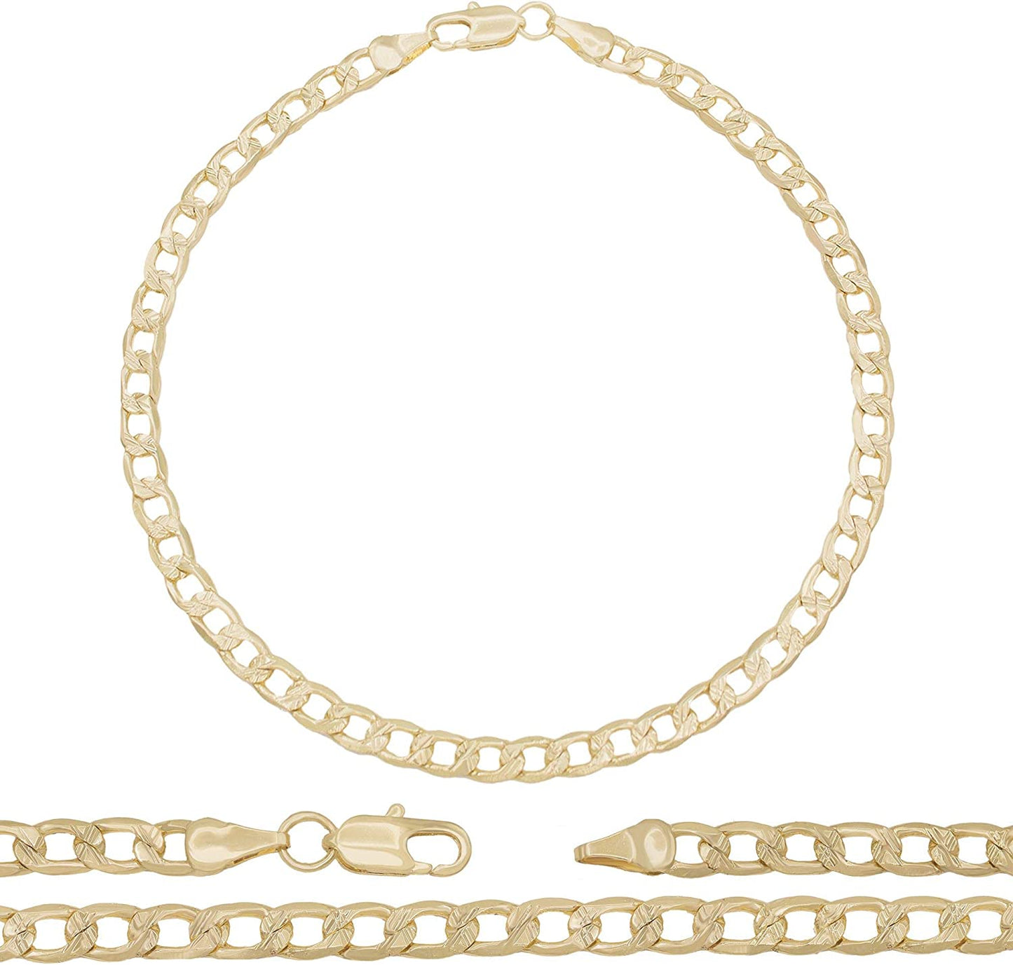 BEBERLINI Cuban Link 14K Gold Filled Diamond Cut Anklet Curb Foot Chain Bracelet Fashion Jewelry Gifts for Women Teen Girls Length 10'' Apparel & Accessories > Jewelry > Anklets BéBérlini 5 mm Gold