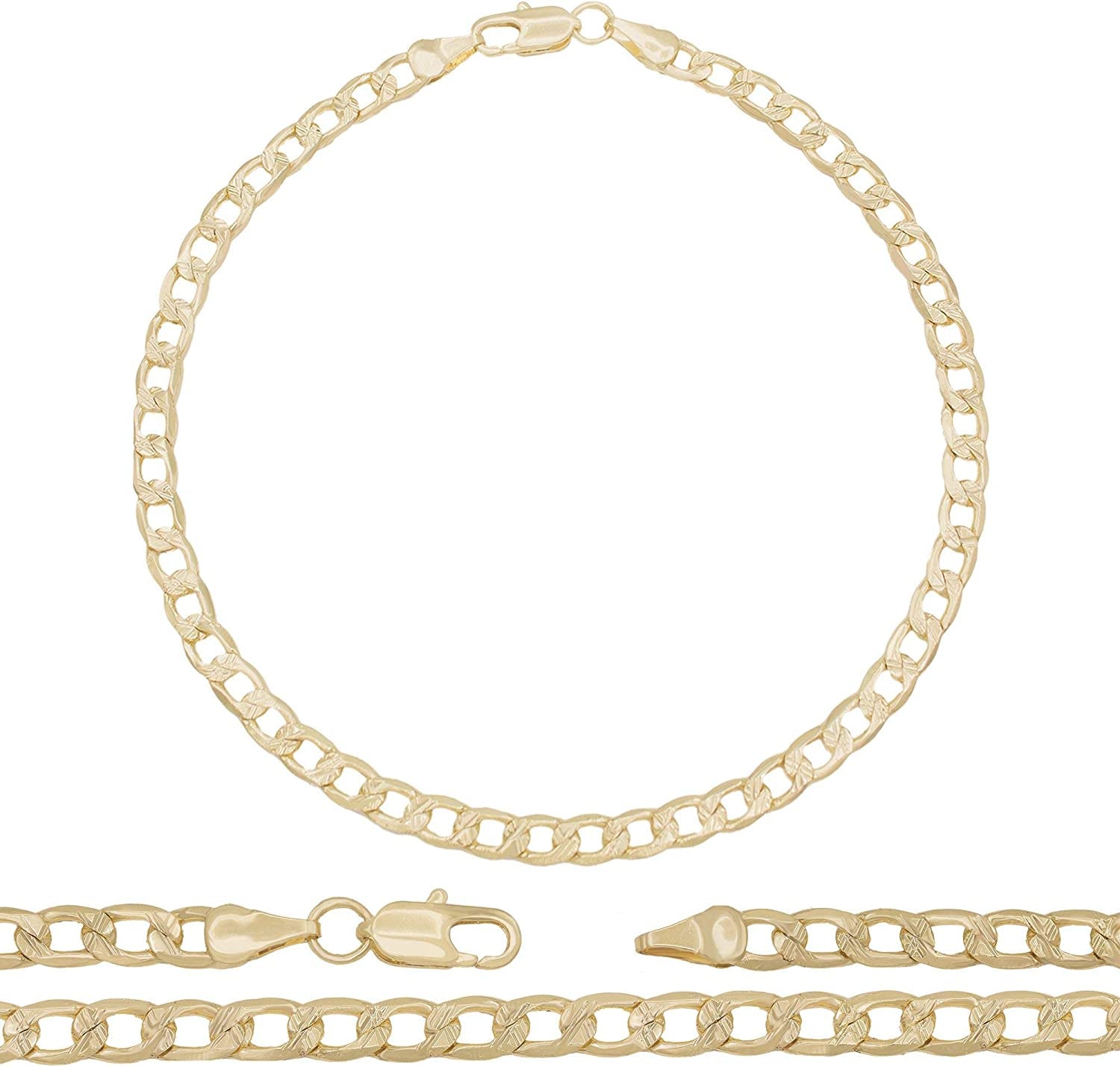 BEBERLINI Cuban Link 14K Gold Filled Diamond Cut Anklet Curb Foot Chain Bracelet Fashion Jewelry Gifts for Women Teen Girls Length 10'' Apparel & Accessories > Jewelry > Anklets BéBérlini 5 mm Gold