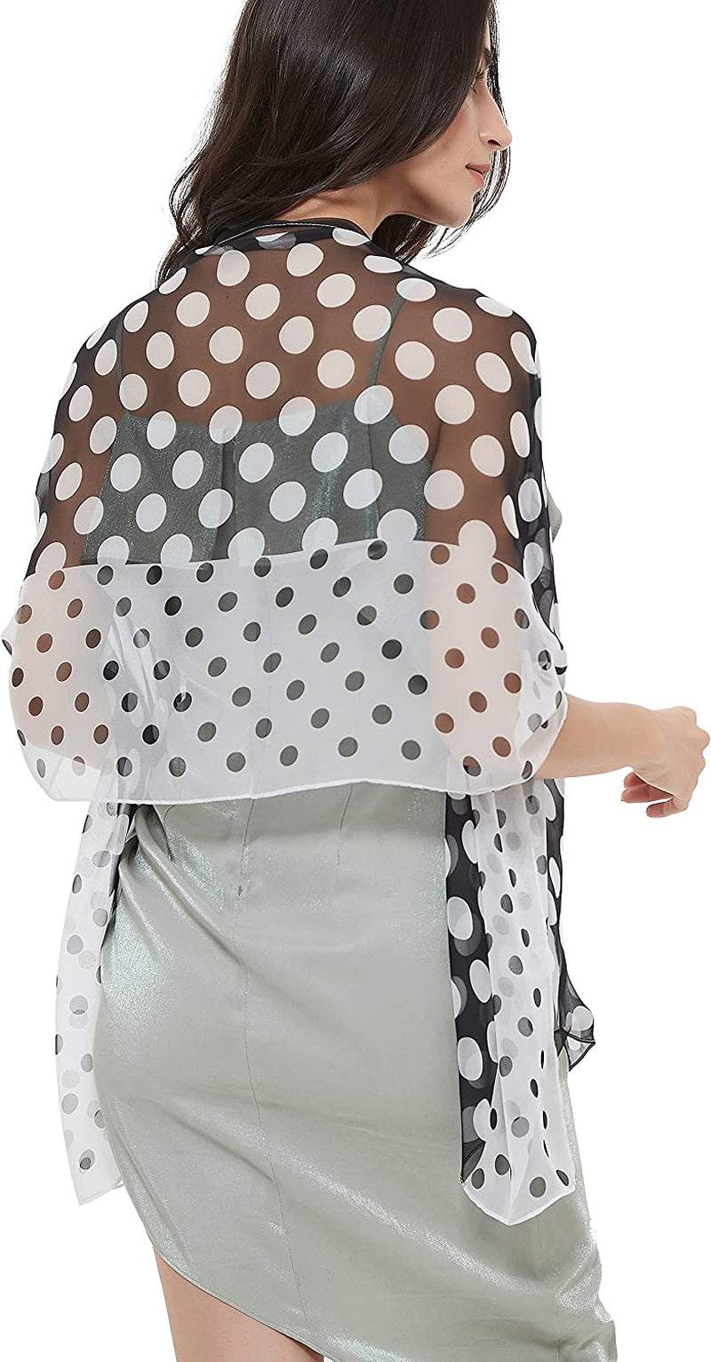 Long Chiffon Fashion Scarf - Pantonight Lightweight Chiffon Sheer for Women Apparel & Accessories > Clothing Accessories > Scarves & Shawls PANTONIGHT Black/White 720