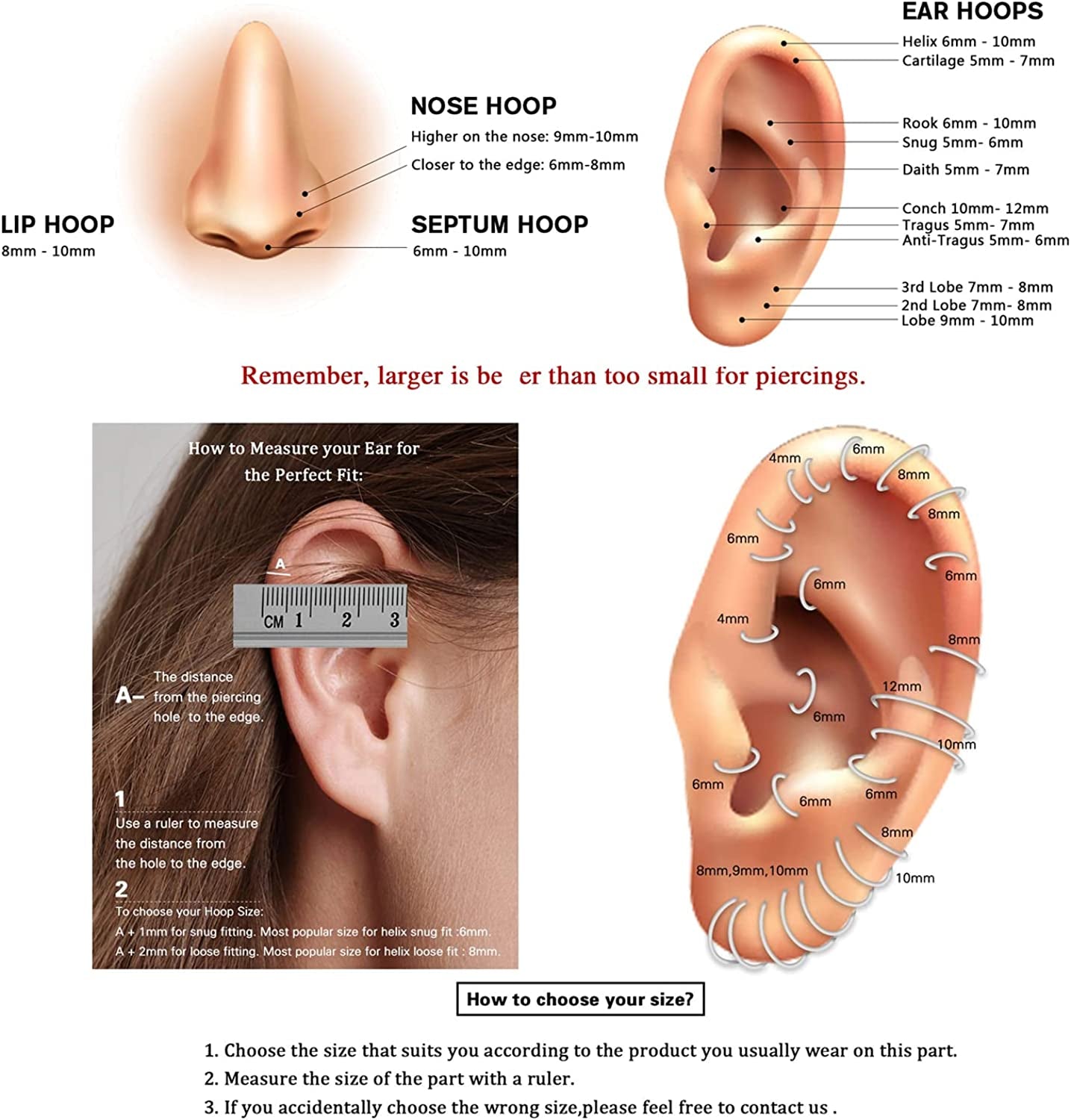 AROWRO Nose Septum Horseshoe Hoop Eyebrow Lip Navel Belly 16G 8Mm 10Mm CZ Opal G23 Titanium Nipple Piercing Ring Helix Tragus Daith Rook Cartilage Earrings Apparel & Accessories > Jewelry > Rings AROWRO