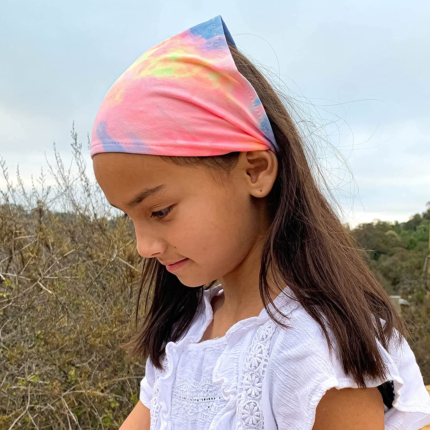 FROG SAC 4 Tie Dye Scarf Headbands for Girls, Tie-Dye Bandana Headband Hair Accessories for Kids, Hair Kerchiefs for Teens, Soft Stretch Girl Head Bands, Cottagecore Boho Bandanas Scarves Apparel & Accessories > Clothing Accessories > Bandanas & Headties FROG SAC