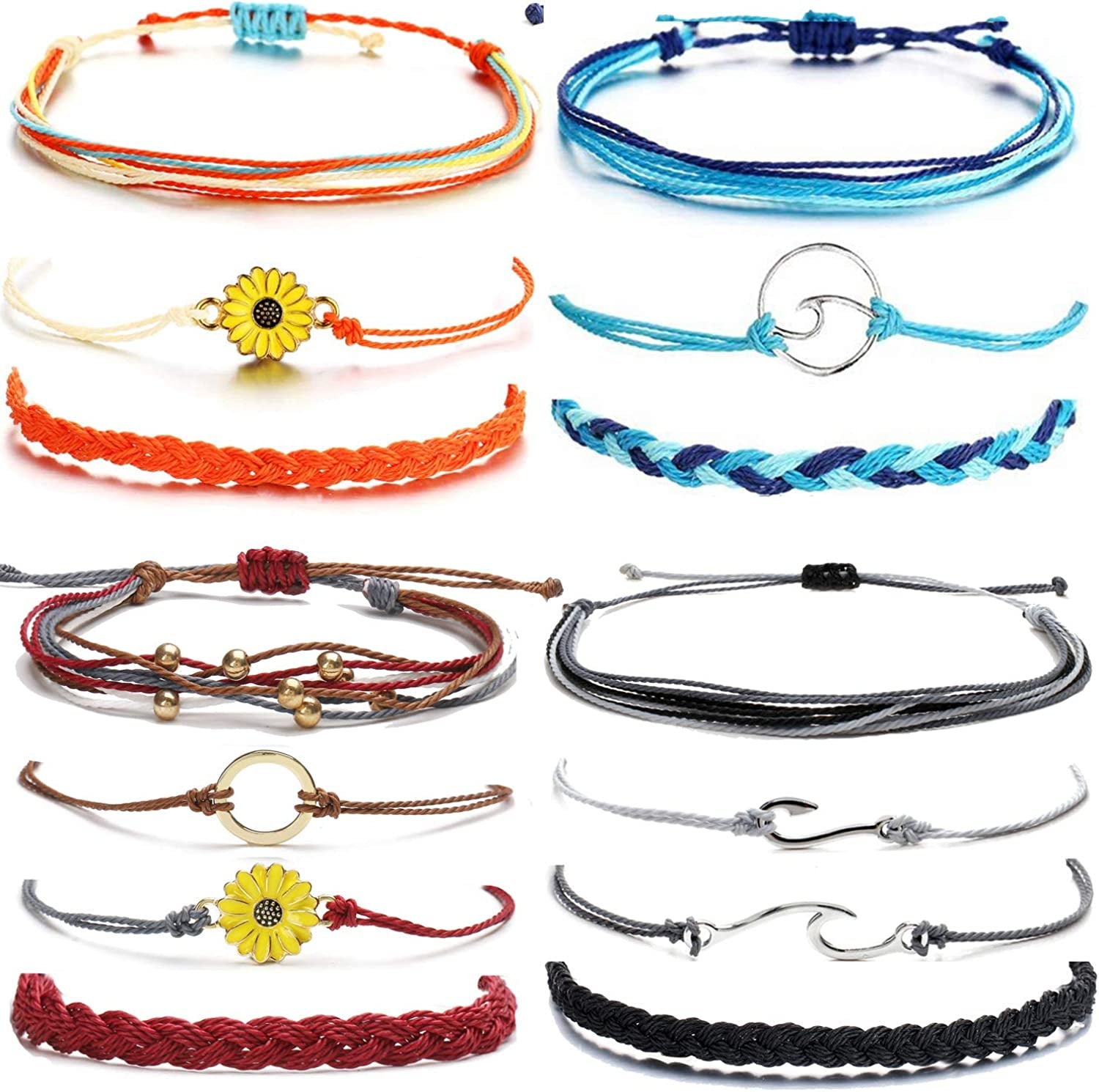 Choice of All String Bracelets for Teen Girls Boho Waterproof Bracelets Ankle Bracelets for Girls Christmas Gifts Wave Surfer Bracelets Summer Beach Anklets Apparel & Accessories > Jewelry > Anklets choice of all Dark