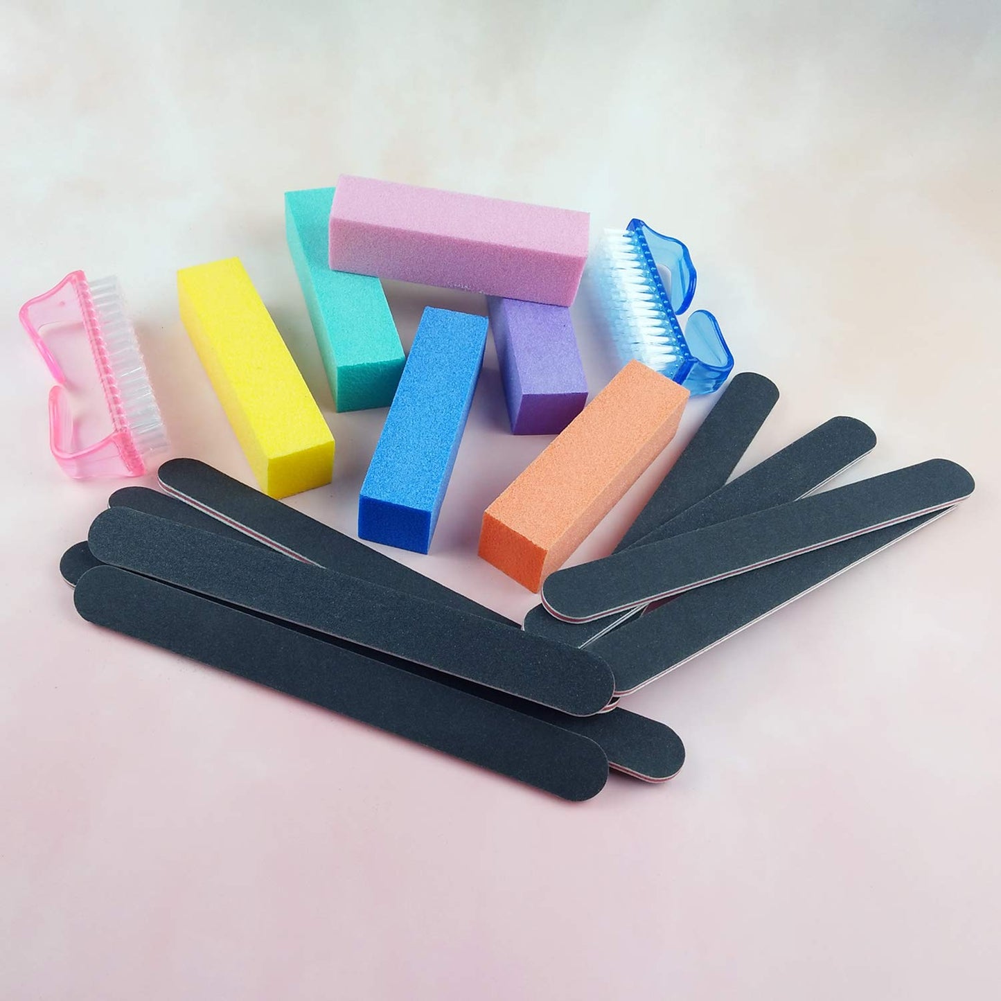 Nail Files and Buffers Kit, Professional Manicure Tools Kit for Salon Nail Art, Colorful 4 Sides 120 Grit Nail Buffer Blocks, 100/180 Grit Emery Boards with Finger Nail Brush(18 PCS) Health & Beauty > Personal Care > Cosmetics > Cosmetic Tools > Nail Tools KeJian