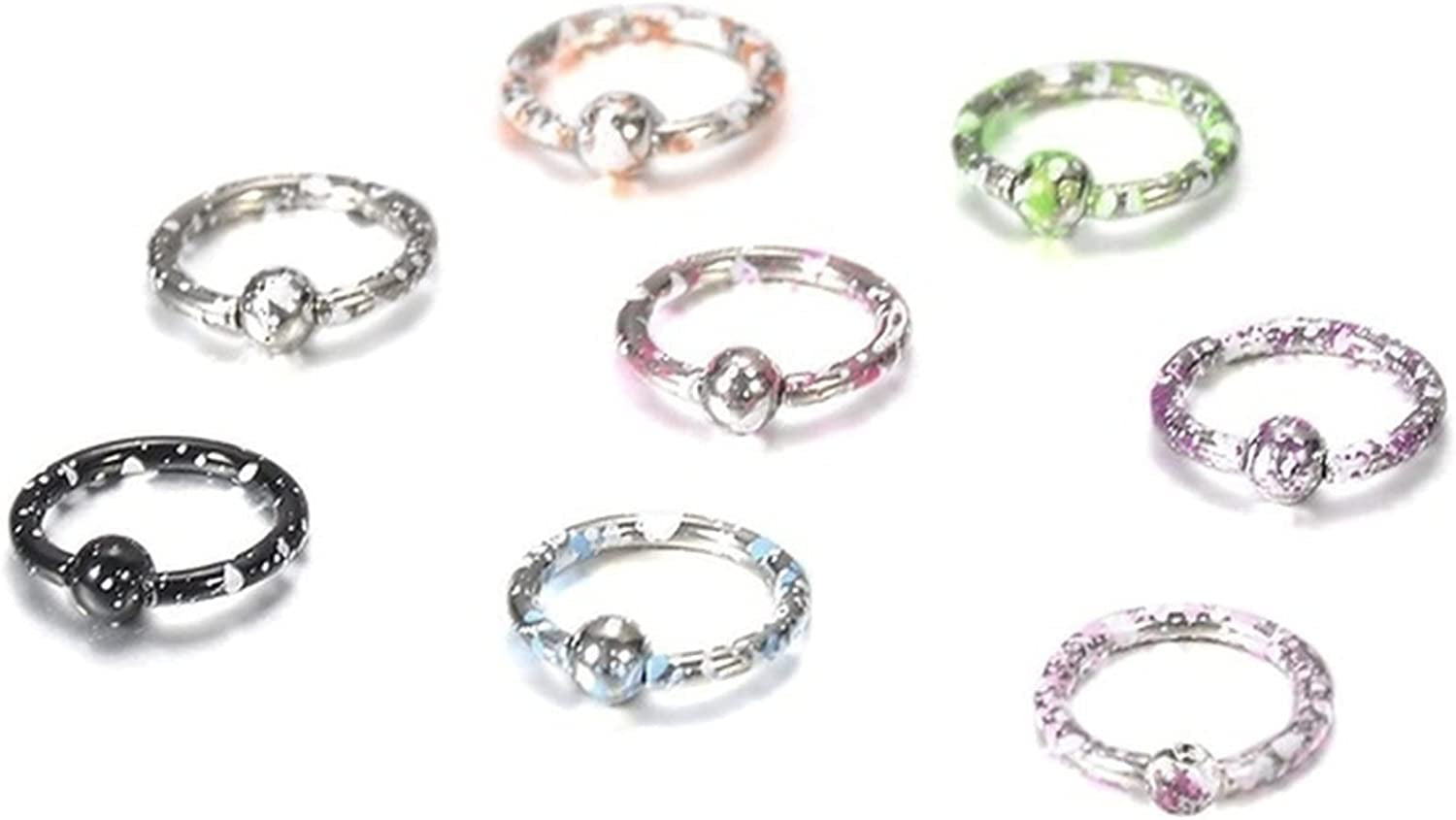 DONGMING Perforated Nose Rings Unisex Hoop Nose Rings Septum Ring Body Piercing Jewelry Nose Ring Nose Studs (Multicolor, 8Pcs) Apparel & Accessories > Jewelry > Rings Generic