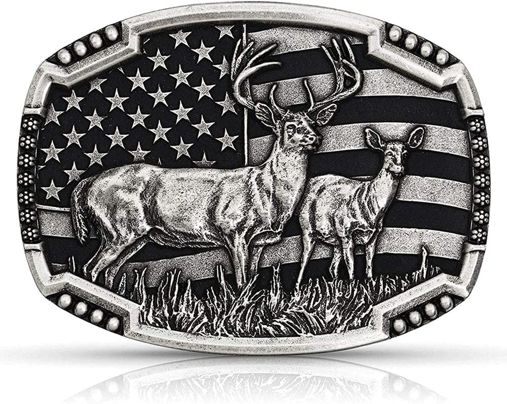Montana Silversmiths Heritage Wildlife Outdoor Series Attitude Buckle Apparel & Accessories > Clothing Accessories > Belt Buckles Montana Silversmiths Matched Pair Deer - Antique Silver