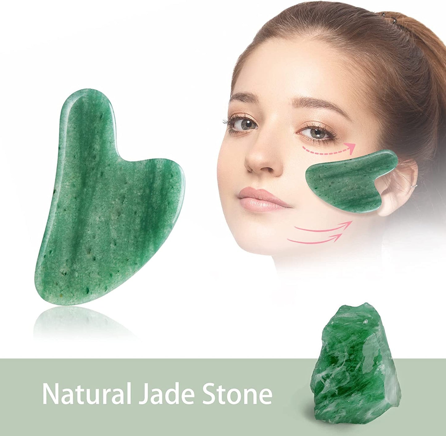 Natural Jade Gua Sha Stone for Massage, Gua Sha Facial Tools, Spa, Acupuncture, Therapy, Jade Gua Sha Scraping Tool Health & Beauty > Personal Care > Cosmetics > Cosmetic Tools > Skin Care Tools KUTOLAKI