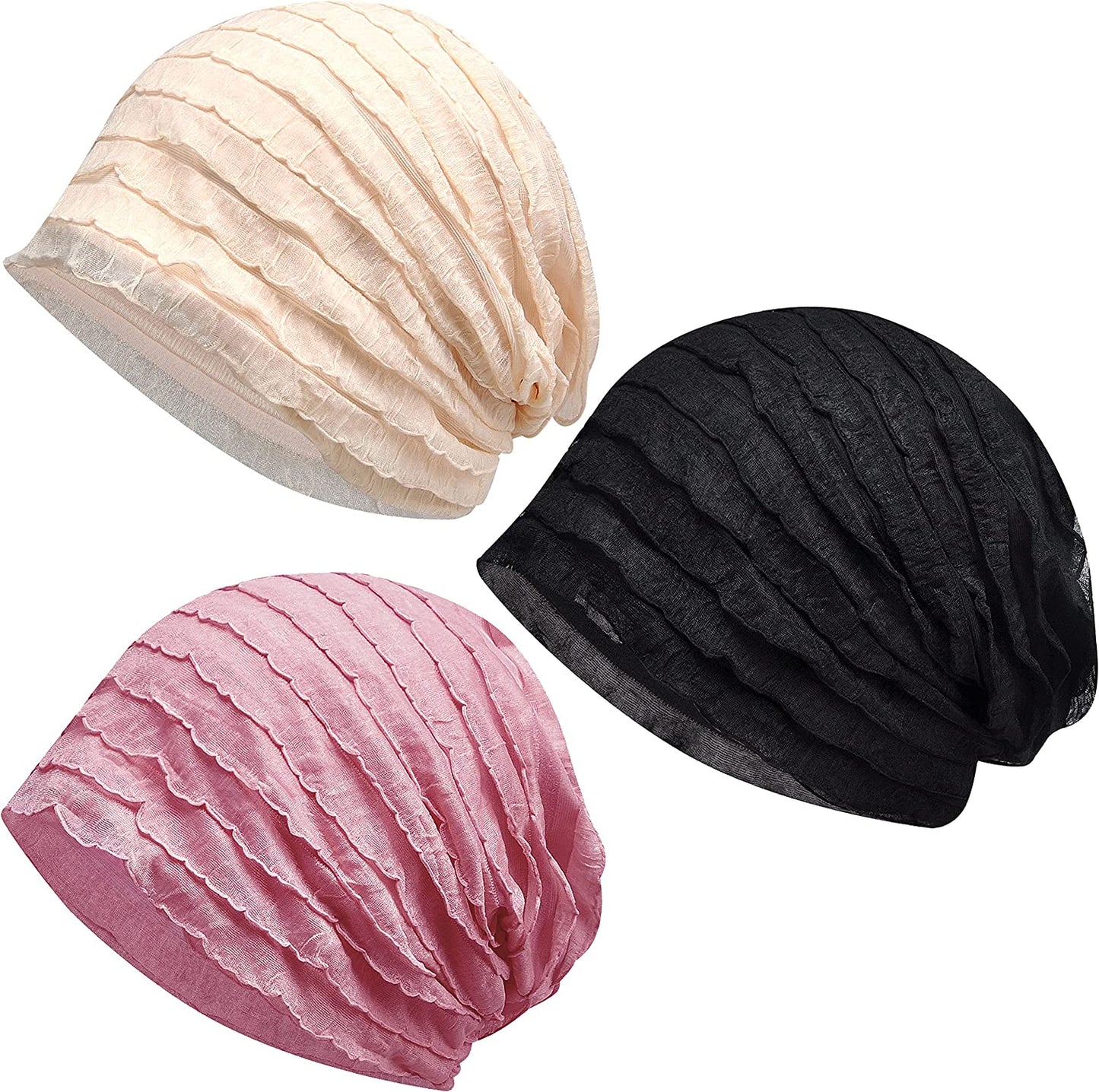 Kayier Women'S Baggy Casual Chemo Beanie Hats Headwear Caps Apparel & Accessories > Clothing Accessories > Headwear Kayier 3 Pack-e