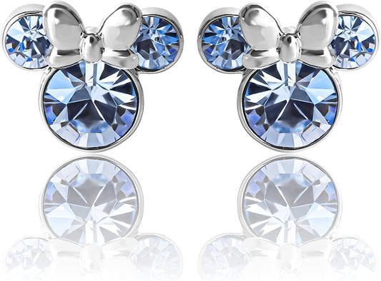 Disney Womens Minnie Mouse Birthstone Stud Earrings - Minnie Mouse Earrings - Birthstone Jewelry - Disney Jewelry Apparel & Accessories > Jewelry > Earrings Disney December-Light Sapphire Crystal