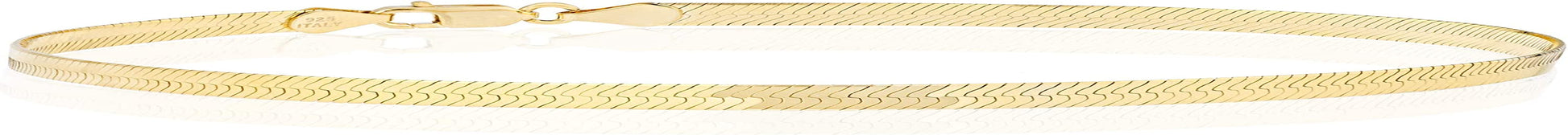 Miabella 925 Sterling Silver or 18Kt Yellow Gold over Silver Italian Solid 3.5Mm Flexible Flat Herringbone Link Chain Anklet Ankle Bracelet for Women, Made in Italy Apparel & Accessories > Jewelry > Anklets Miabella yellow-gold-plated-silver Length 11 Inches (Large)