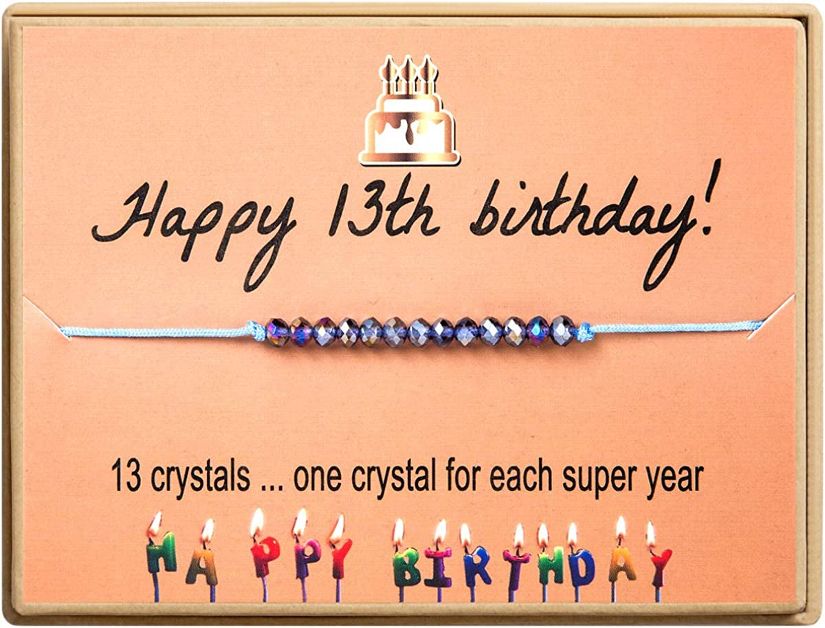 Happy Birthday Bracelet Gift for Teen Girls,Crystal Beads Bracelet Gifts for 10 Year Old Girl Birthday Jewelry Apparel & Accessories > Jewelry > Bracelets KGBNCIE 13 th Birthday Gift