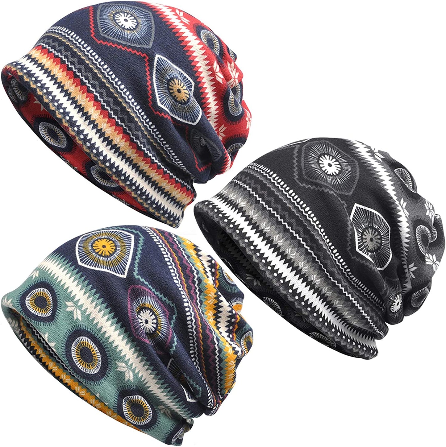 Kayier Women'S Baggy Casual Chemo Beanie Hats Headwear Caps Apparel & Accessories > Clothing Accessories > Headwear Kayier 3 Pack-o