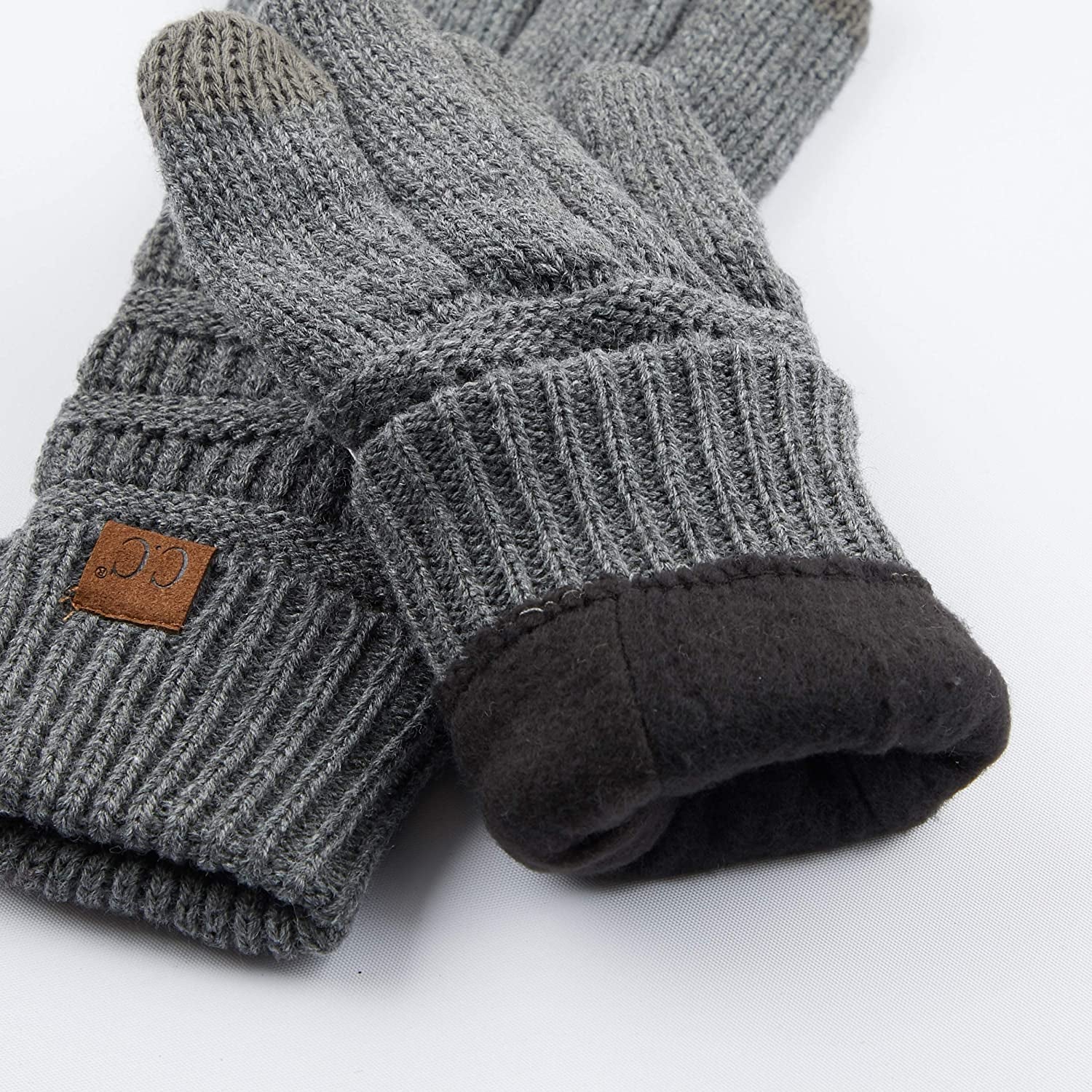 C.C Unisex Knit Thick Warm Soft Stretch Fuzzy Lined Solid Ribbed Glove with Smart Tips (G-25)(G-707) Apparel & Accessories > Clothing Accessories > Gloves & Mittens C.C