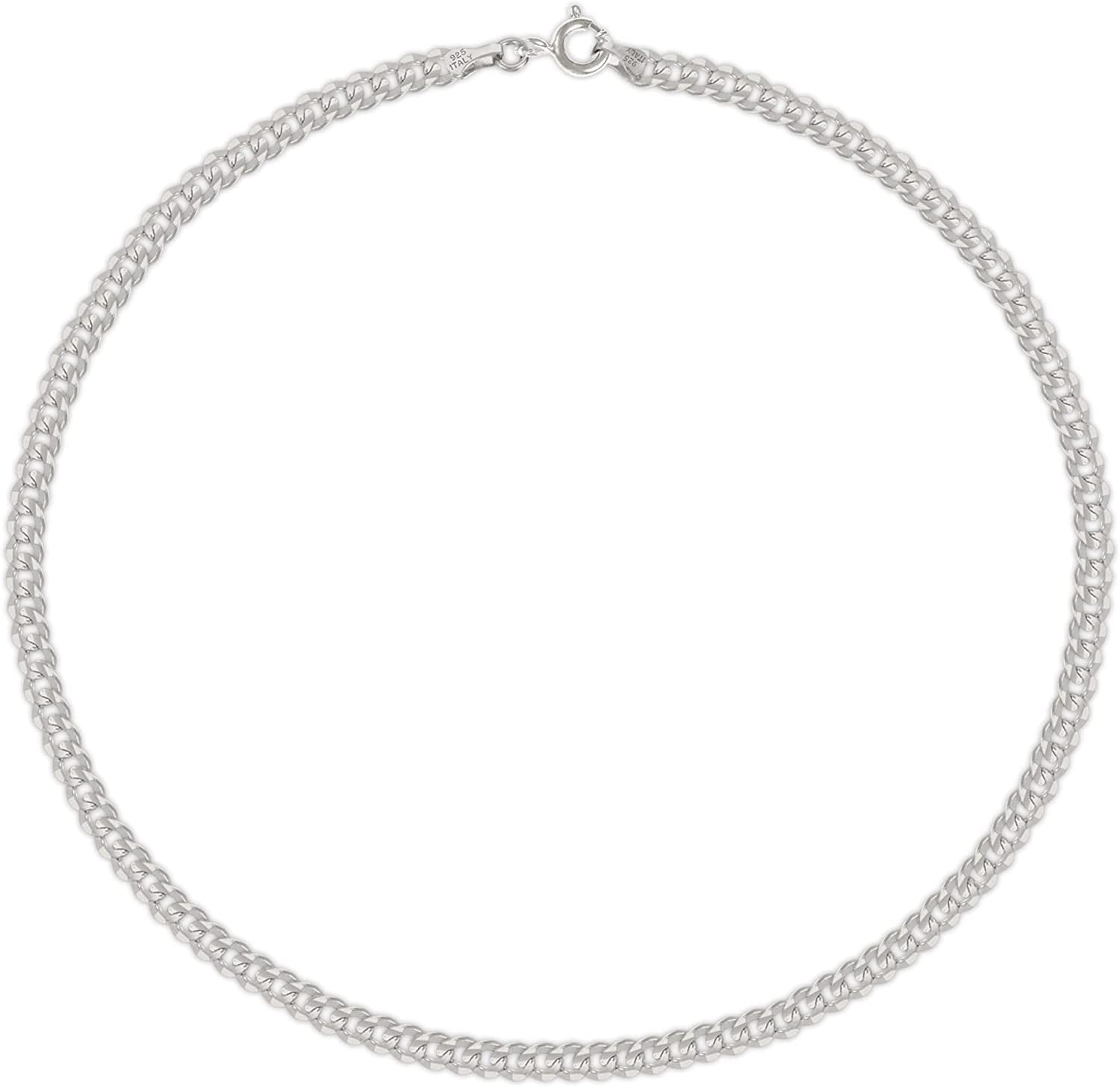 Savlano 925 Sterling Silver Solid Italian Figaro, Rope,Herringbone, Curb, Ball Bead, Snake, Mariner Chain Anklet for Women & Girls, Comes in 0.8Mm - 5Mm Gift Box Apparel & Accessories > Jewelry > Anklets Savlano Curb 1.8mm 10.0 Inches