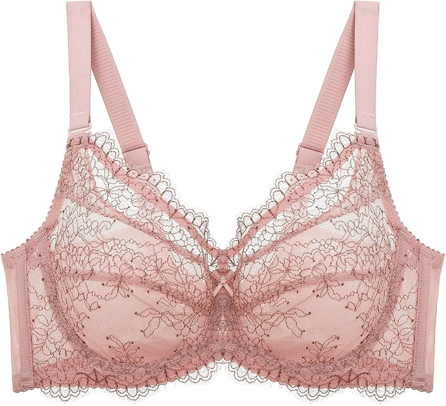 Baetty Lace Push up Bras for Women, Supportive Minimizer Bras for Women Full Coverage, Unlined Bras with Underwire (5121) 5121-pink / 36C