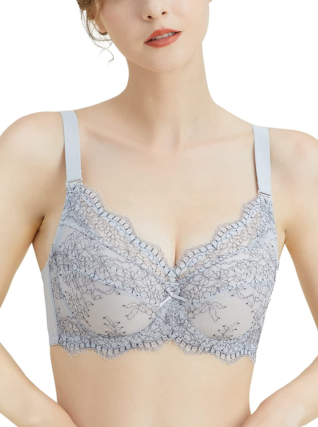 Baetty Lace Push up Bras for Women, Supportive Minimizer Bras for Women Full Coverage, Unlined Bras with Underwire (5121)