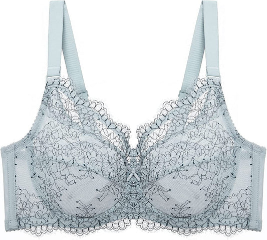 Baetty Lace Push up Bras for Women, Supportive Minimizer Bras for Women Full Coverage, Unlined Bras with Underwire (5121) 5121-blue / 34D