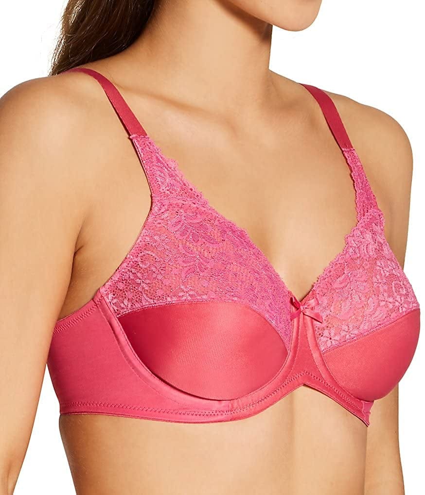 Bali Lilyette Minimizer Bra, Lacey Underwire Bra with Full-Coverage & Natural Support, Underwire Bra for Everyday Wear Majority Pink / 40DDD