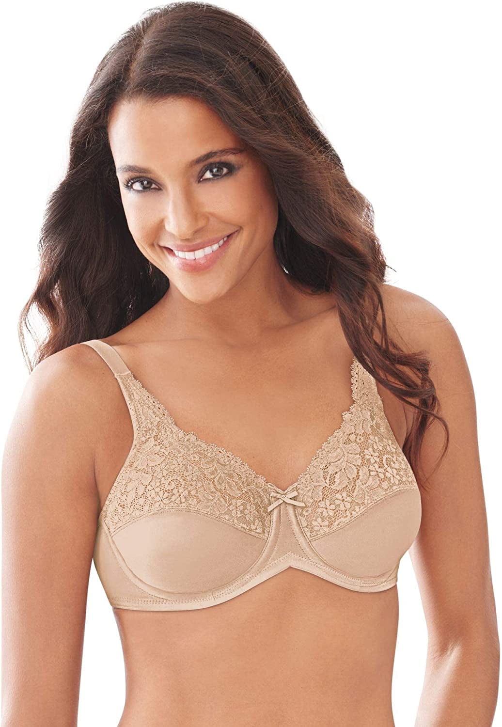 Bali Lilyette Minimizer Bra, Lacey Underwire Bra with Full-Coverage & Natural Support, Underwire Bra for Everyday Wear Paris Nude / 40DDD