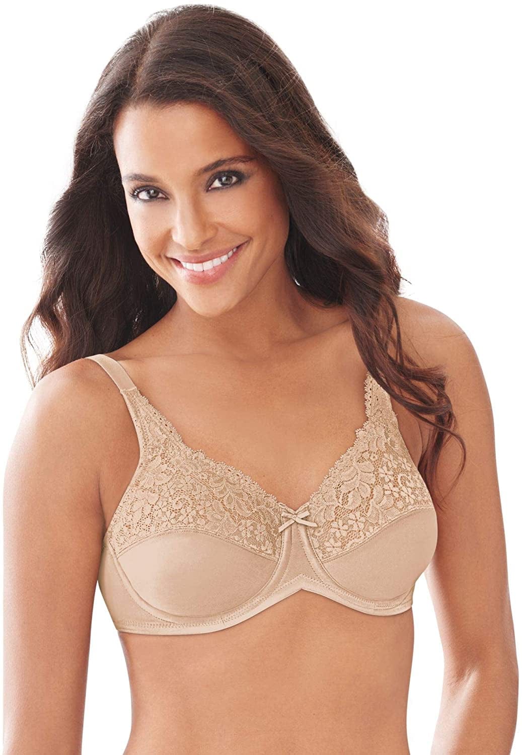 Bali Lilyette Minimizer Bra, Lacey Underwire Bra with Full-Coverage & Natural Support, Underwire Bra for Everyday Wear Paris Nude / 34DD