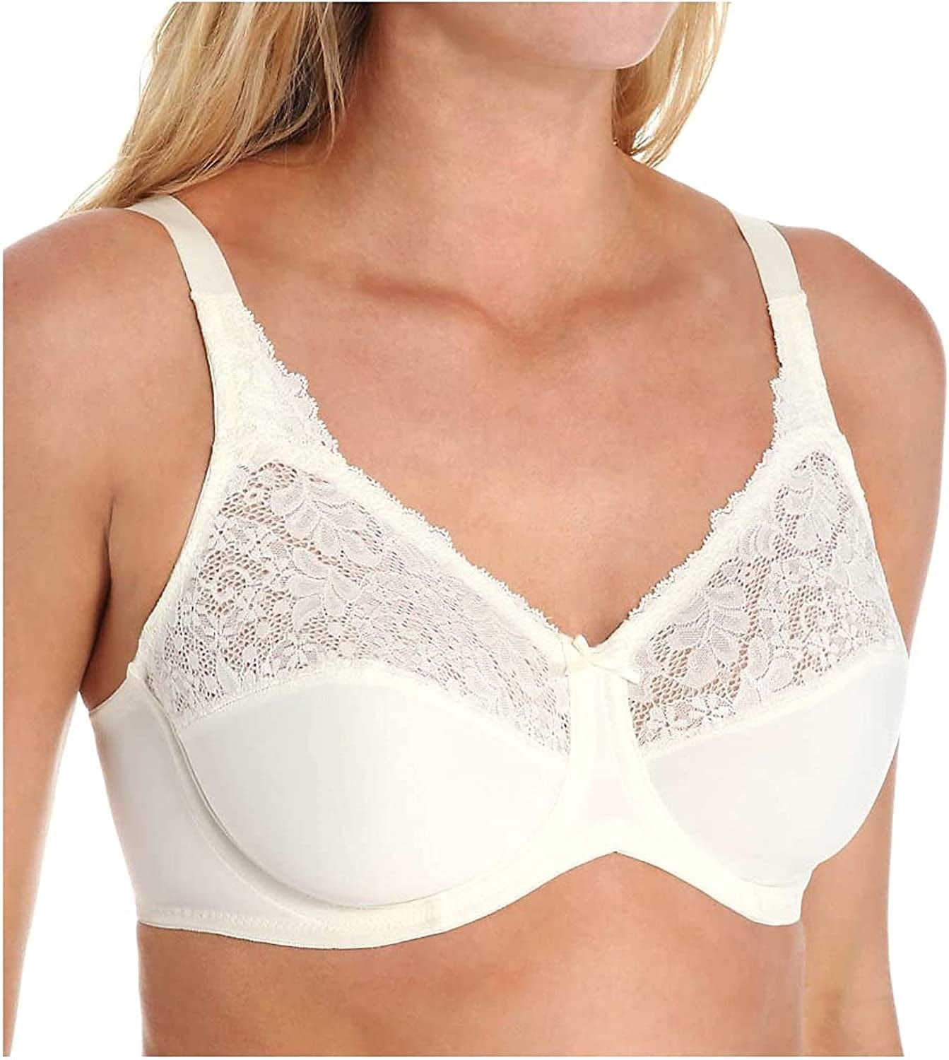 Bali Lilyette Minimizer Bra, Lacey Underwire Bra with Full-Coverage & Natural Support, Underwire Bra for Everyday Wear Pearl / 40DDD