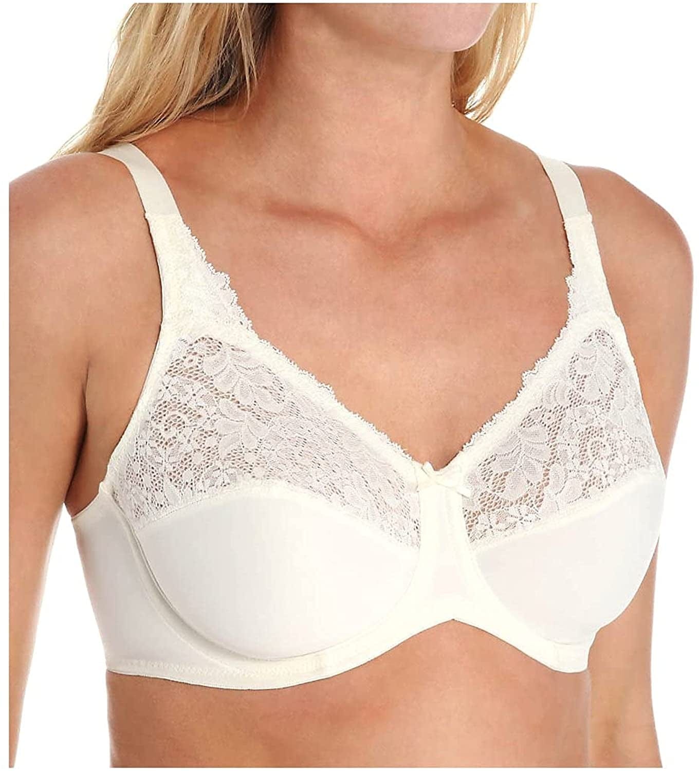 Bali Lilyette Minimizer Bra, Lacey Underwire Bra with Full-Coverage & Natural Support, Underwire Bra for Everyday Wear Pearl / 34DD