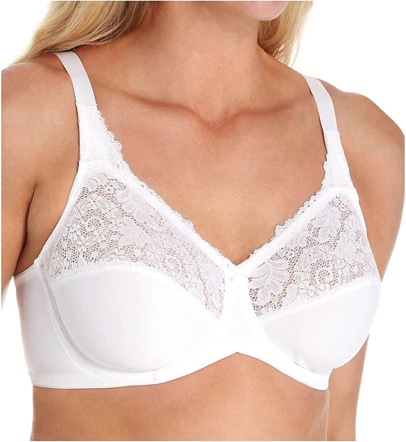 Bali Lilyette Minimizer Bra, Lacey Underwire Bra with Full-Coverage & Natural Support, Underwire Bra for Everyday Wear White / 44DDD