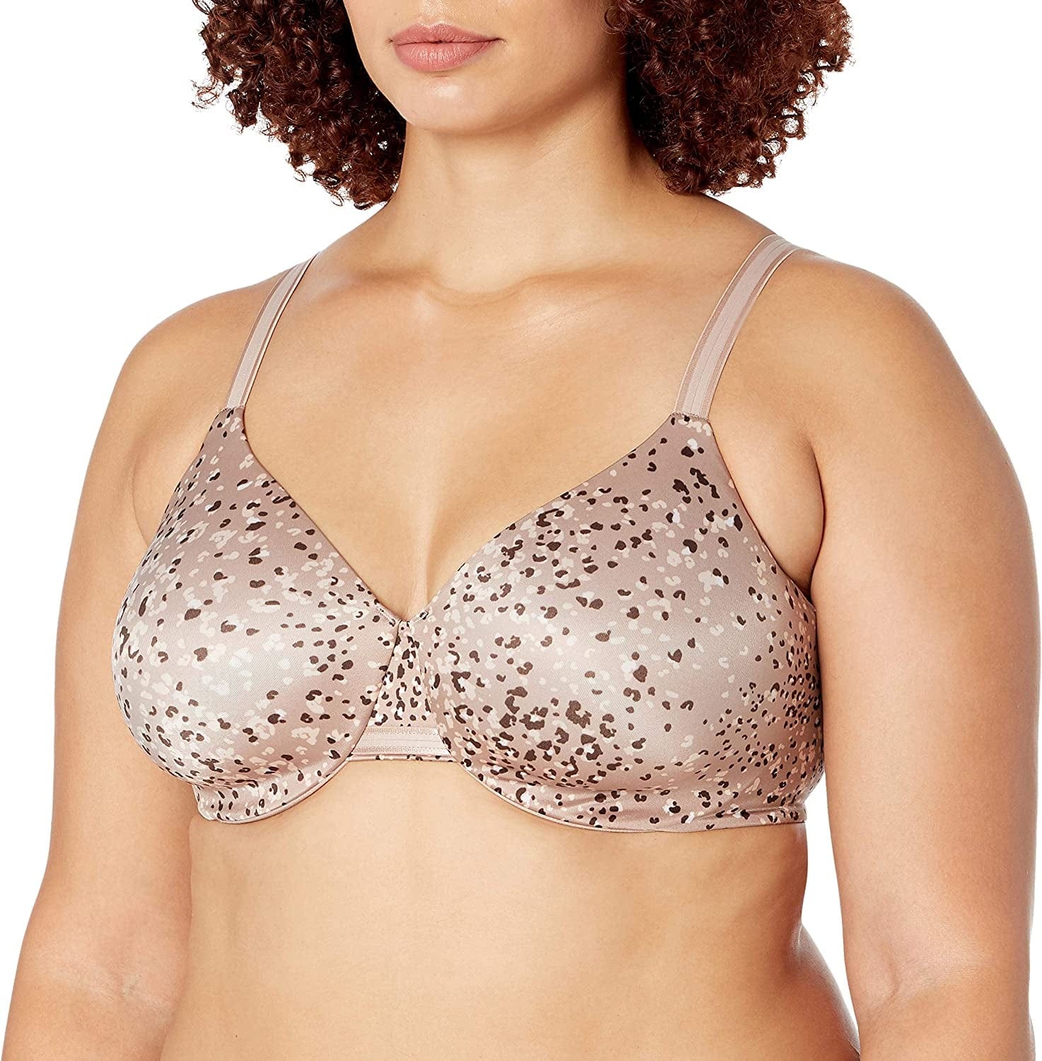 Bali One Smooth U Underwire Bra, Smoothing Shapewear Bra, Concealing Full-Coverage Bra with Front-To-Back Smoothing Evening Blush Animal Print / 36B