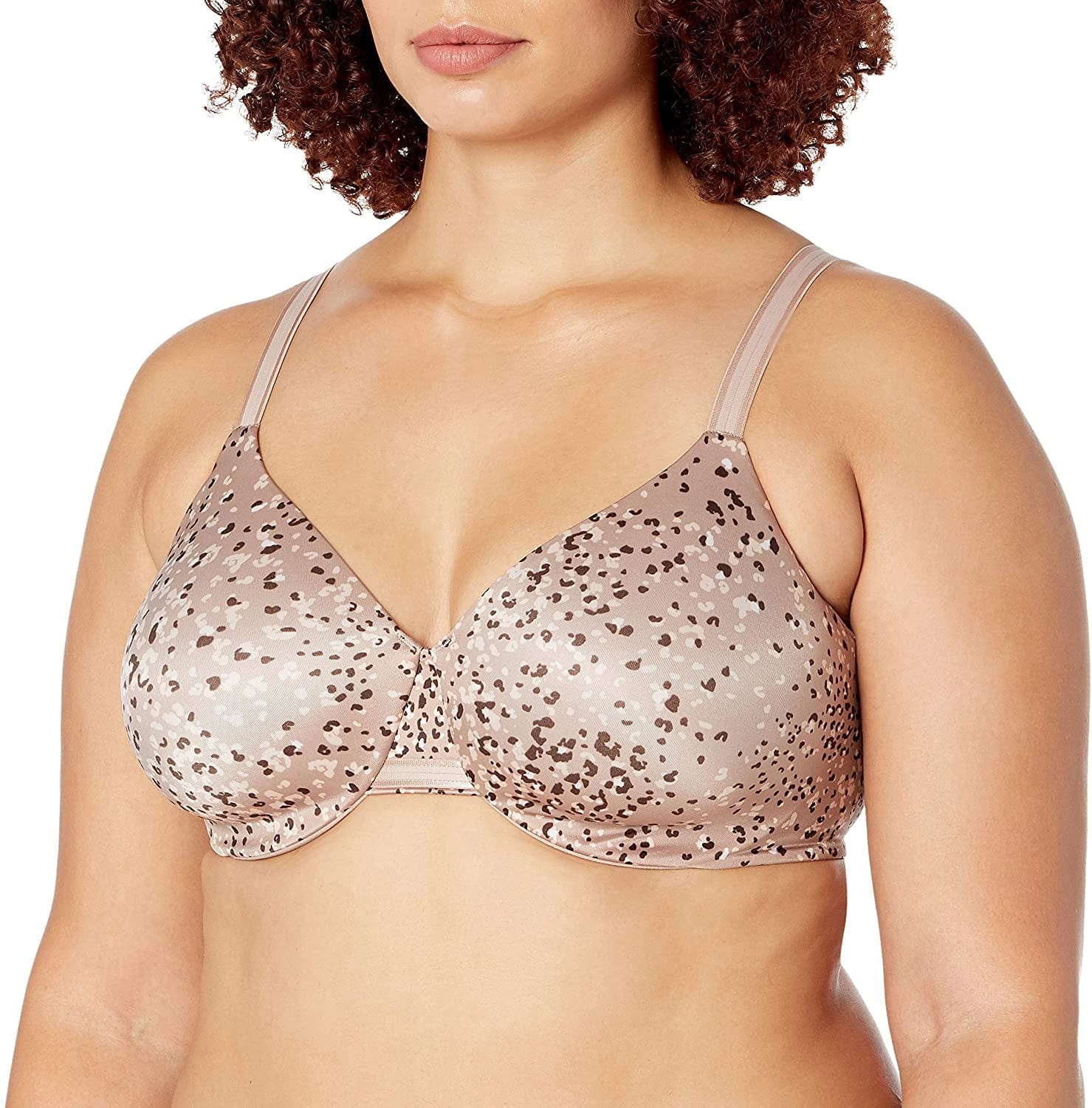 Bali One Smooth U Underwire Bra, Smoothing Shapewear Bra, Concealing Full-Coverage Bra with Front-To-Back Smoothing Evening Blush Animal Print / 38B