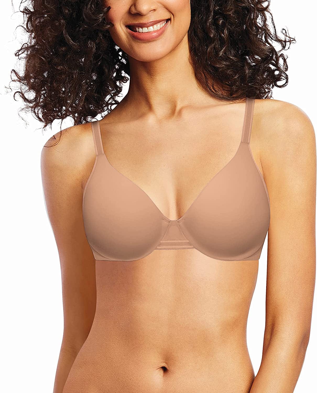 Bali One Smooth U Underwire Bra, Smoothing Shapewear Bra, Concealing Full-Coverage Bra with Front-To-Back Smoothing Evening Blush / 38B