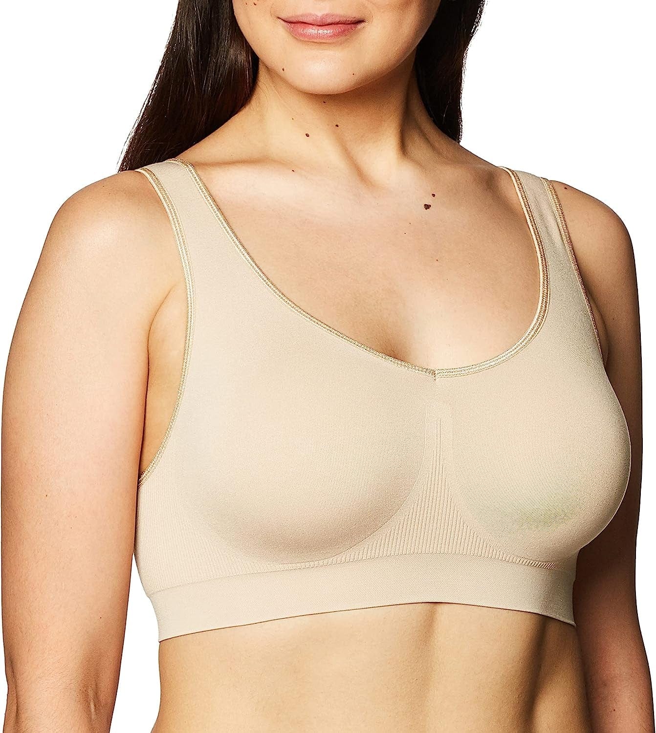 Bali One Smooth U Wireless Bra, Seamless No-Bulge Shapewear Bra, Pullover Bralette with No-Roll Underband and No-Dig Straps Nude / 3X-Large